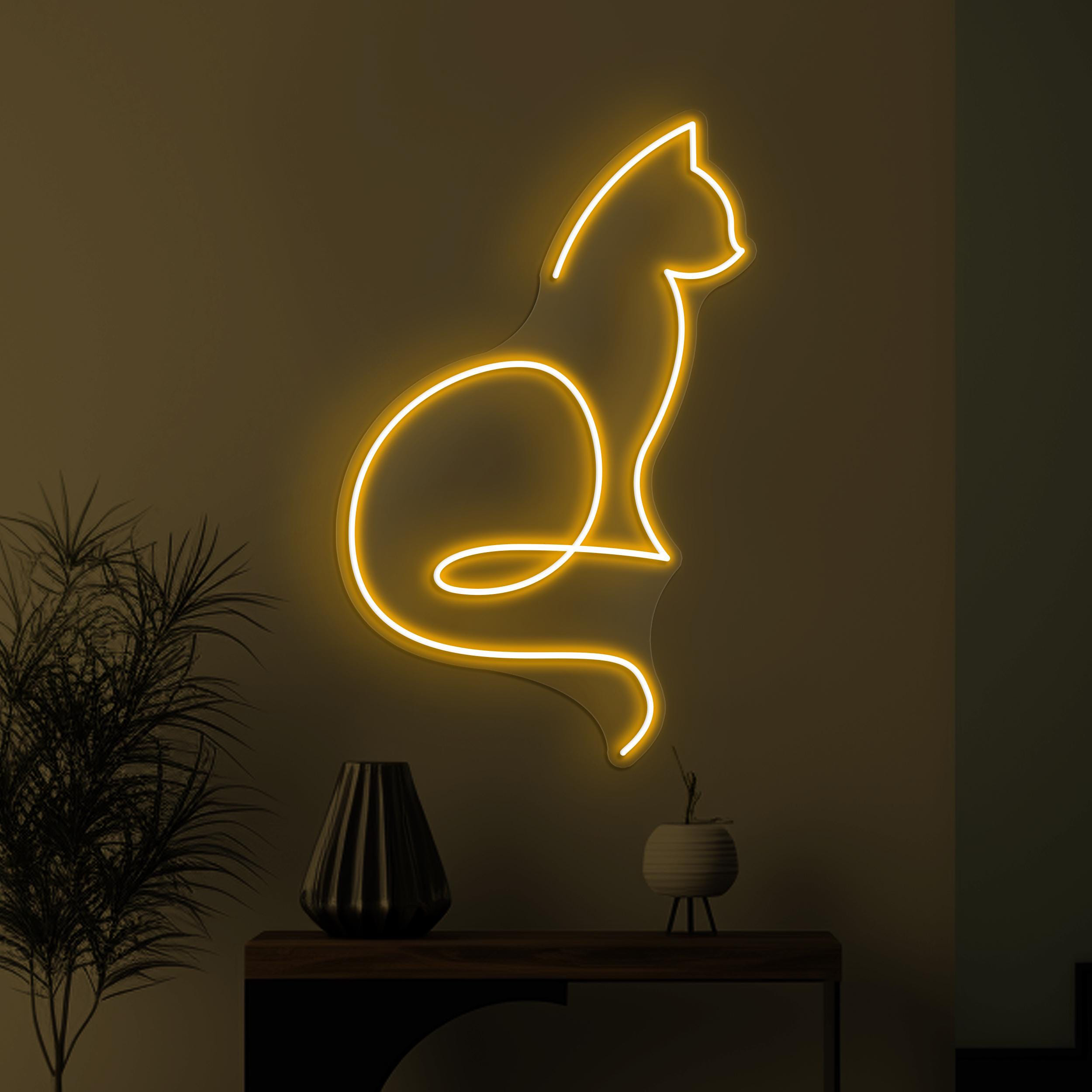 Cat Neon Sign, Cat LED Light, Cute Kitty Wall Decor, Nursery Room Wall Art, Cat Neon Sign for Home, Bar & Cafe Decor, Pet Shop Neon Light