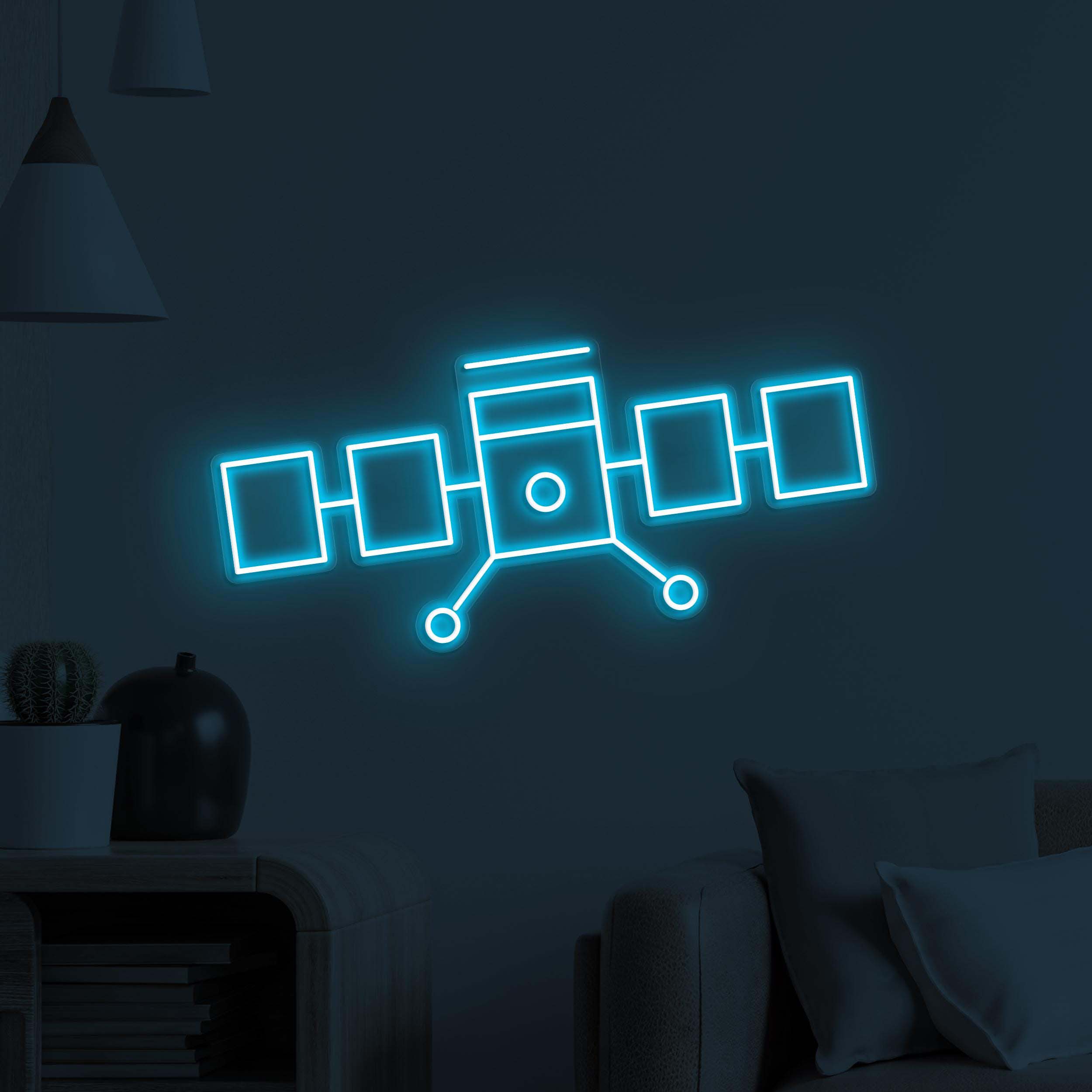 Satellite Neon Sign, Satellite LED Light, Space Satellite Wall Decor, Home Wall Art, Planet Neon Decor, Cafe and Bar Neon Light, Custom Sign