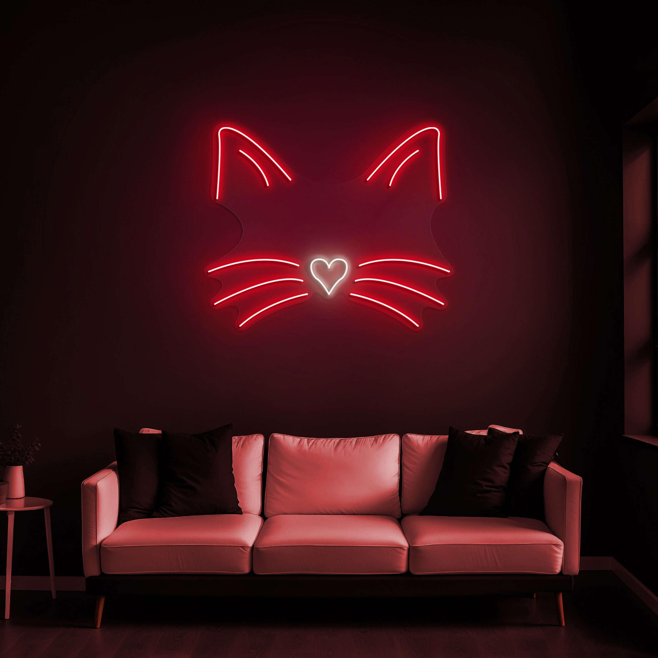 Cat Face Line Art LED Neon Sign, Cute Cat Decor for Kids' Rooms, Perfect Gift for Cat Lovers, Cat Decor, Pet Lover Sign for Home Decor, Gift