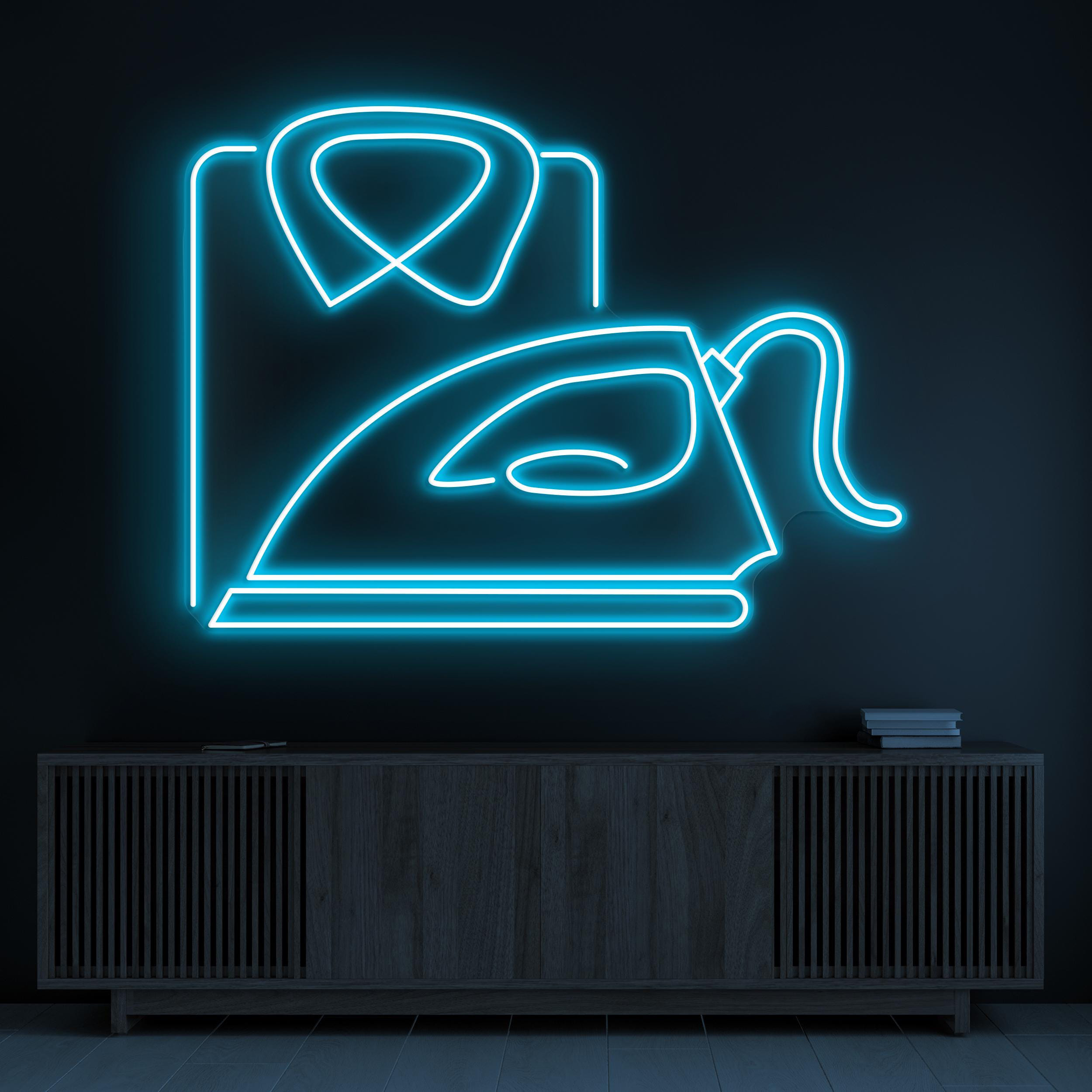 Iron & Shirt Neon Sign, Iron and Shirt LED Light, Laundry Press Wall Decor, Garment Shop Neon Light, Clothing Iron Wall Art, Led Neon Art