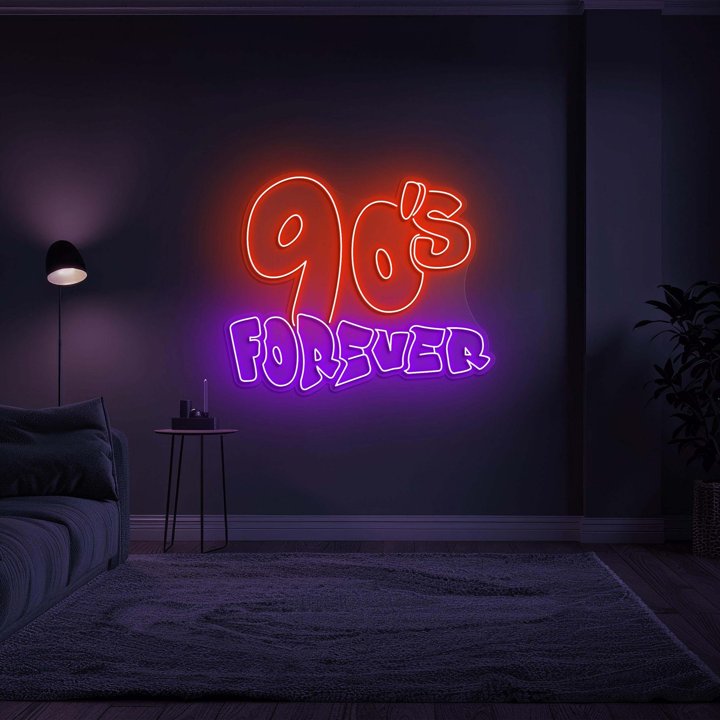 90's Forever Neon Sign, 90s Forever Light, Neon Sign for Disco, bar and Club Decor, 90s Theme Decor Sign, Best Décor for Parties and Events