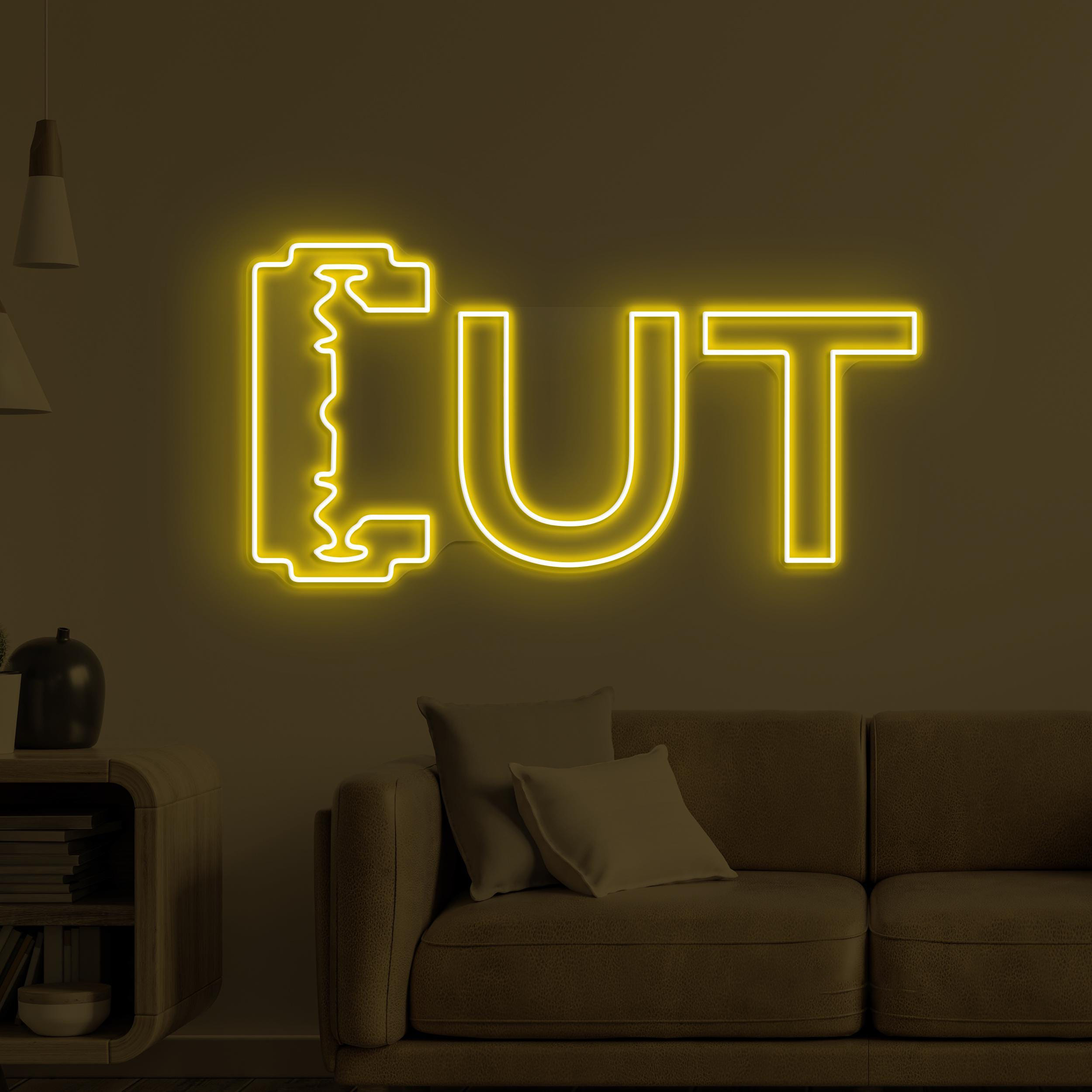 CUT Neon Sign, CUT Led Light, Razor Wall Decor, Barber Shop Wall Art, Beauty Salon LED Neon Art, Custom Neon Sign, Hair Dressing Neon Art