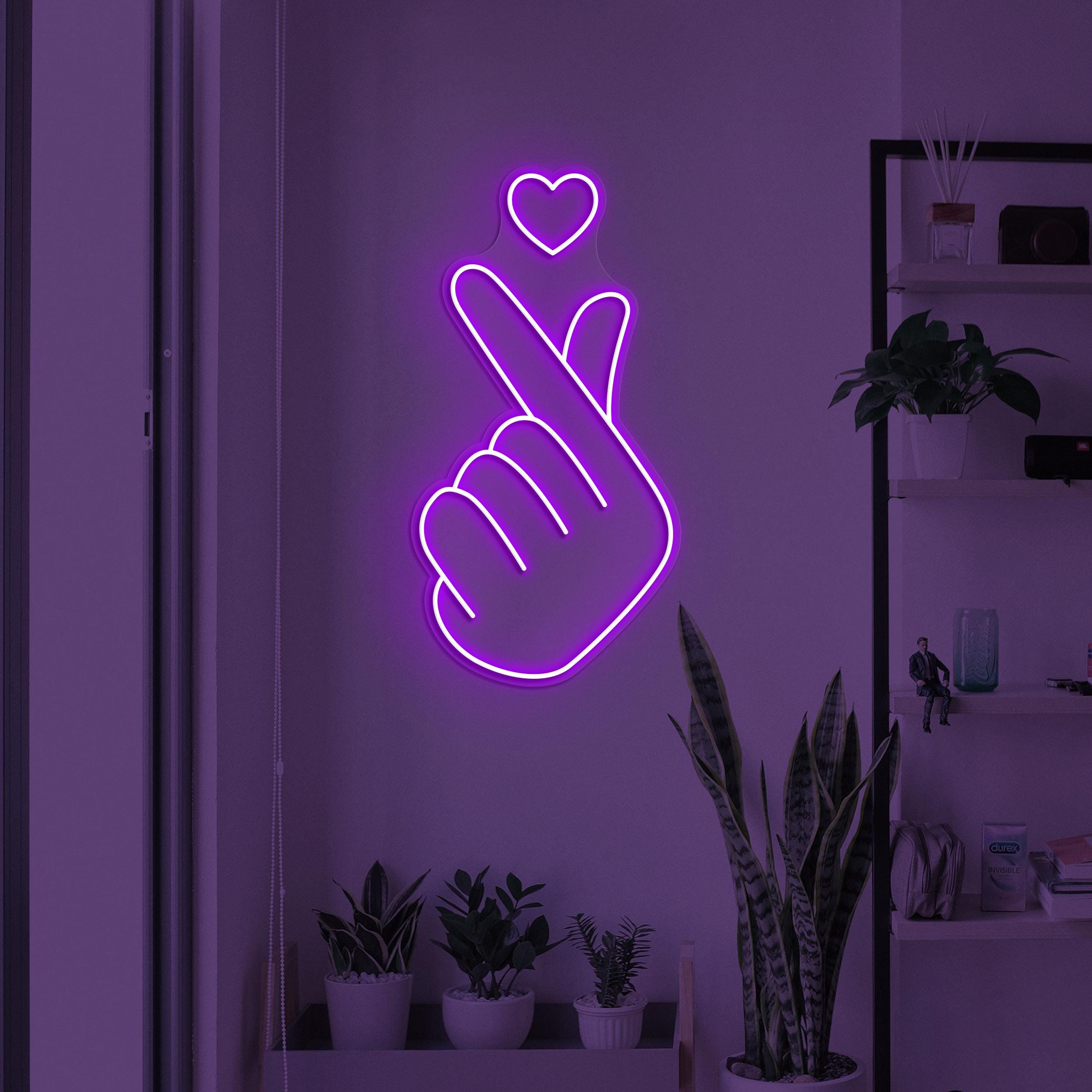 Heart Hand Neon Sign, Finger Heart LED Light, Heart Wall Decor, Wedding Party Wall Art, Love Neon Sign, Wedding Decor, Gift for Couple