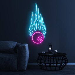 Flaming Ball Neon Sign, Flaming Ball LED Light, Flaming Ball Wall Decor, Billiards Ball Wall Art, Gaming Zone, Sport Room, Club Decor, Gift