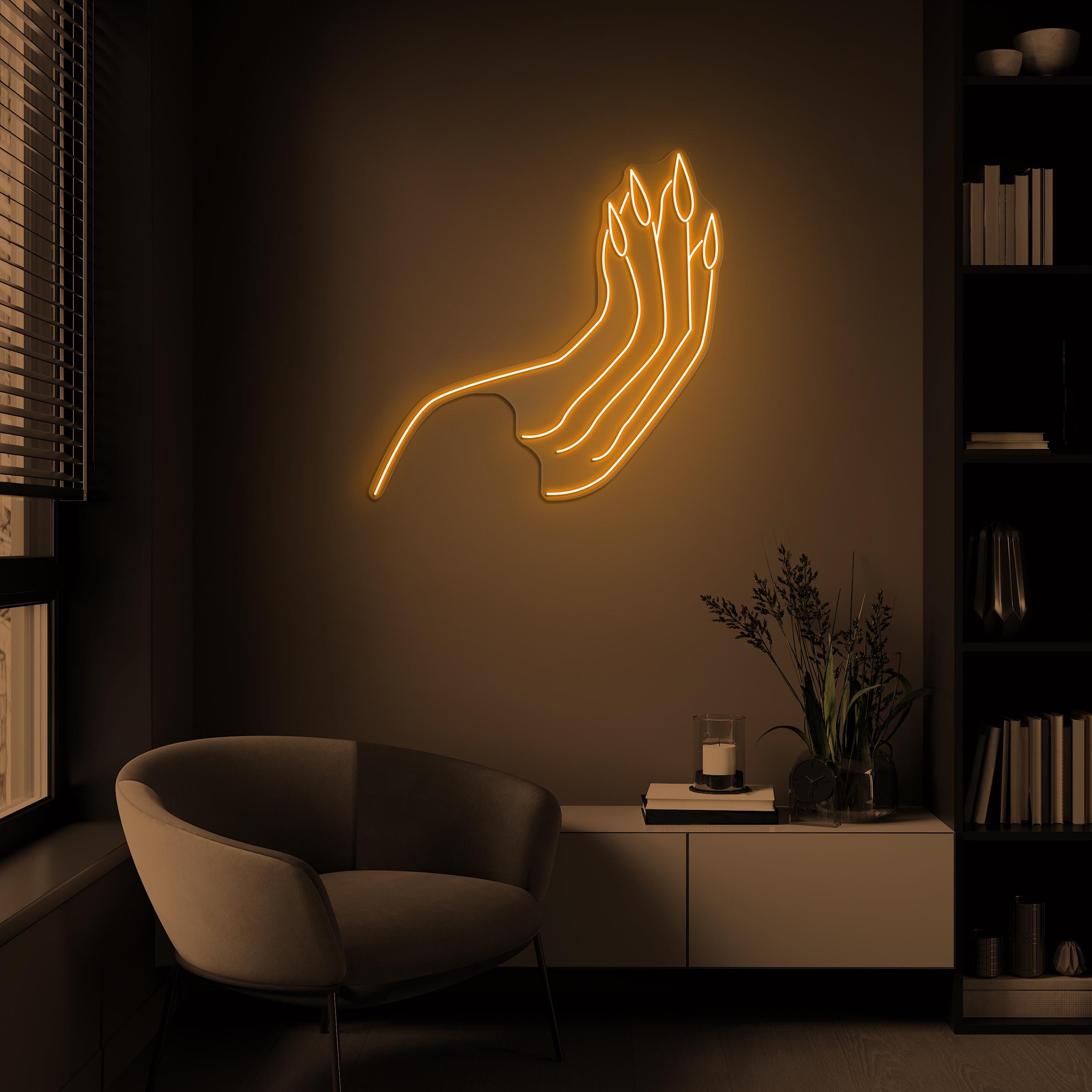 Hand Neon Sign, Hand LED Light, Hand With Nails Wall Decor, Home Wall Art, Custom Neon Sign, Beauty Saloon Decor, Beautiful Hand Wall Decor