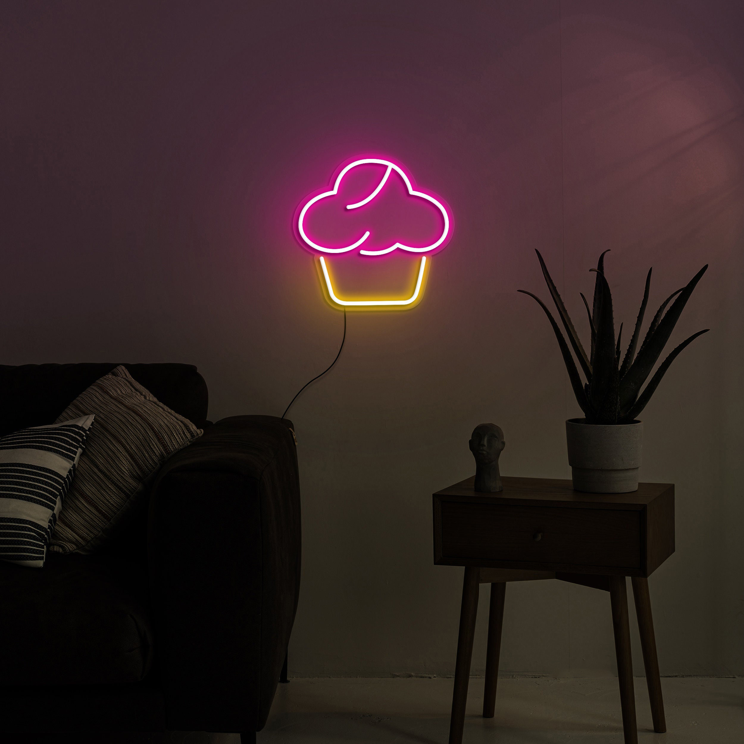 Cupcake Neon Sign LED Lights for Kids Room Decor, Bakery Party Decoration, USB Light Up Wall Sign, Led decor for Bakery, Shop, and Cafe
