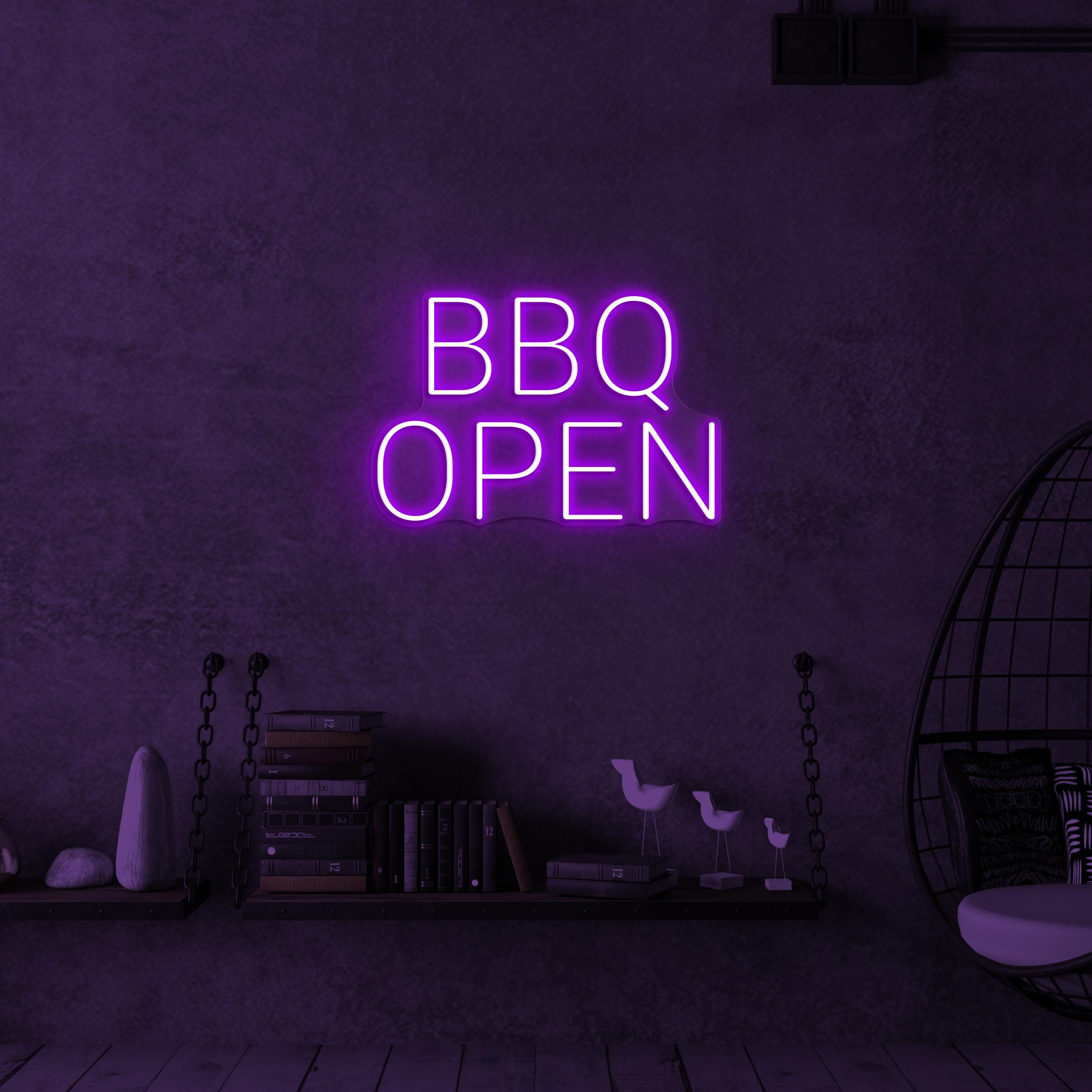 BBQ Open Neon Sign, BBQ open Led Light, BBQ Wall Decor, Restaurants Wall Art, Open Neon Sign, Welcome Wall Sign, Opening Door Shop Neon Art