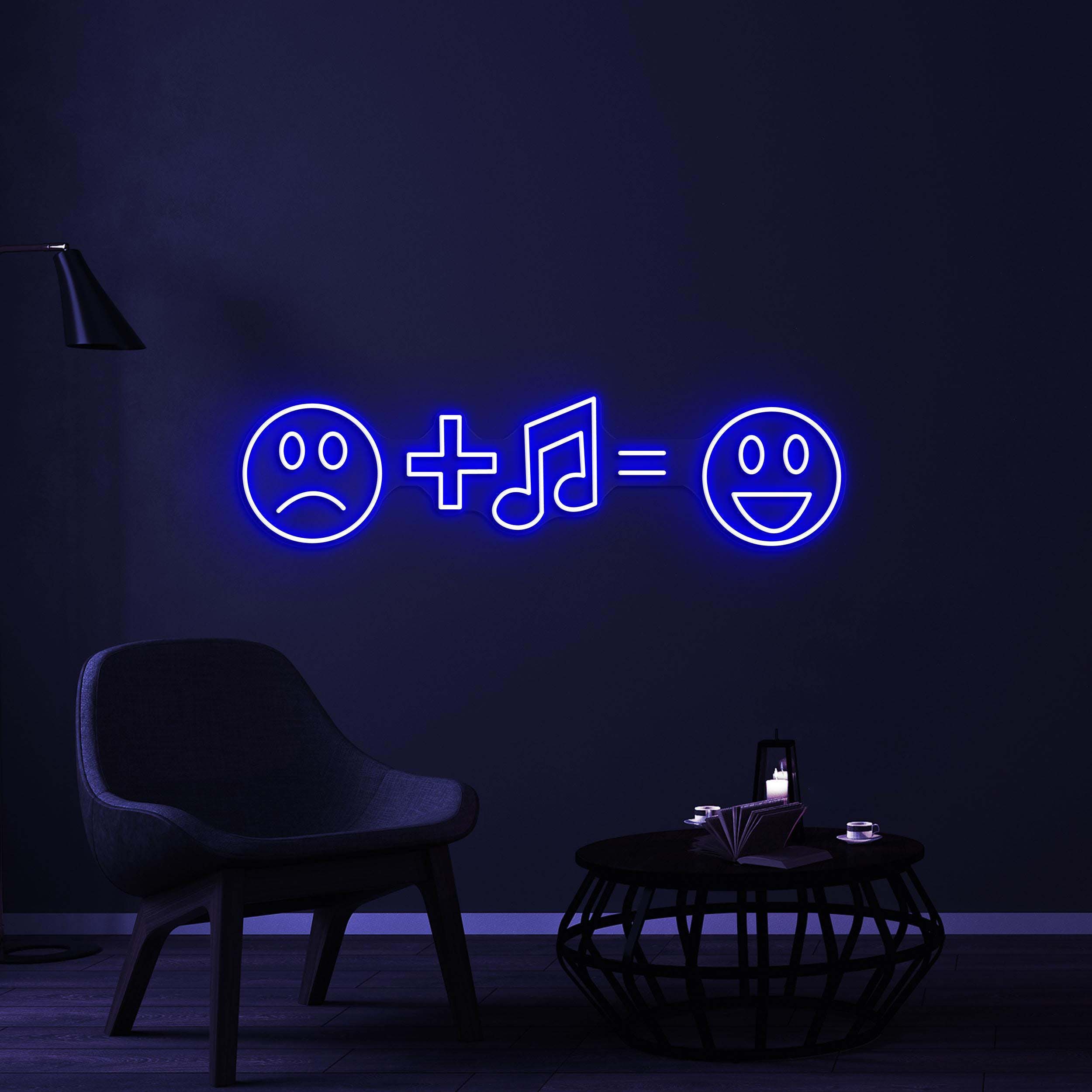Emoji With Music Neon Sign, Music is the Answer LED Sign, Music Room Wall Decor, Sad and Happy Wall Art, Home Neon Light, Music Club Led Art