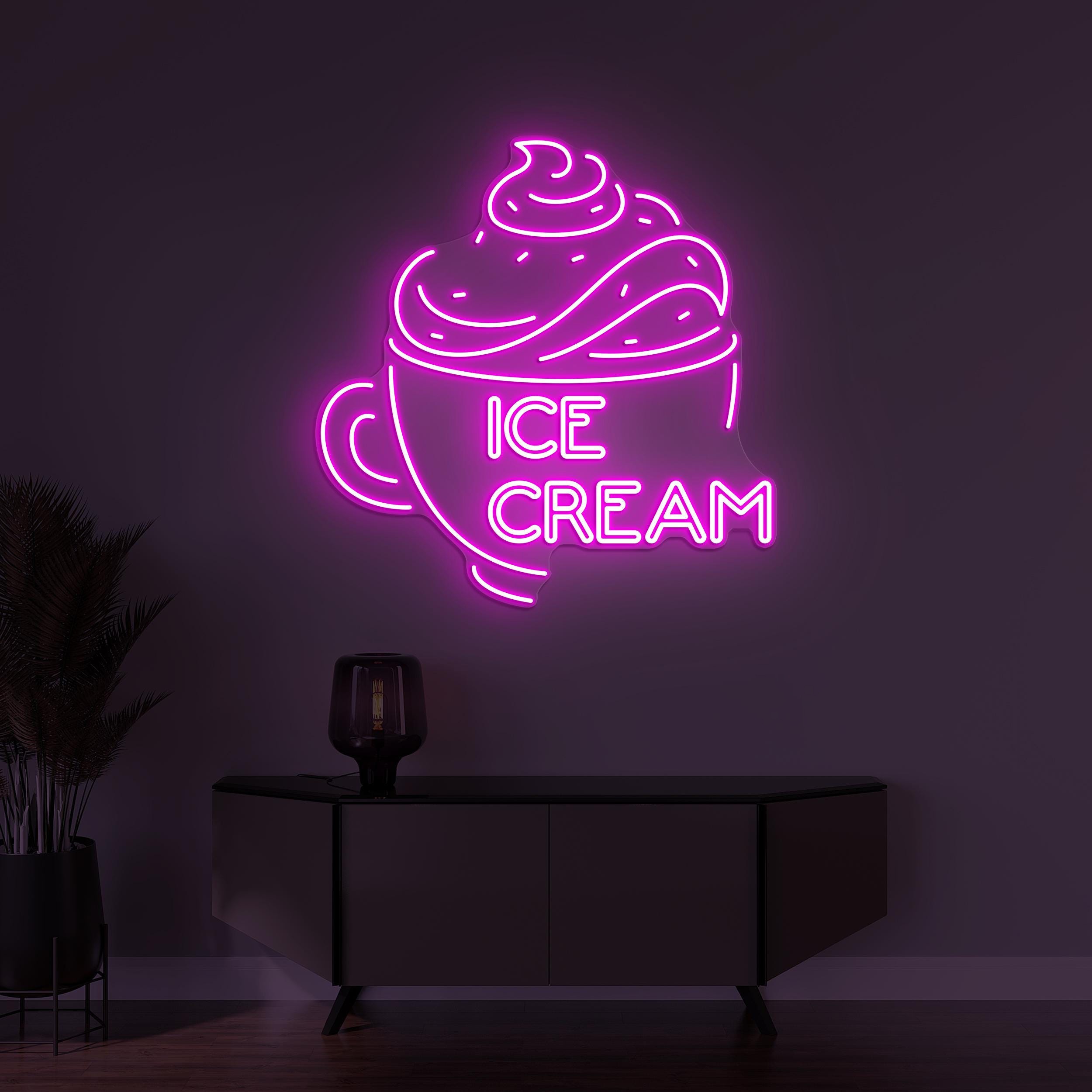 Ice Cream Neon Sign, Ice Cream Led Light, Ice Cream Cup Sign, Sweet Dish Wall Decor, Dessert Wall Art, Ice Cream Shop Sign, Ice Cream Lover