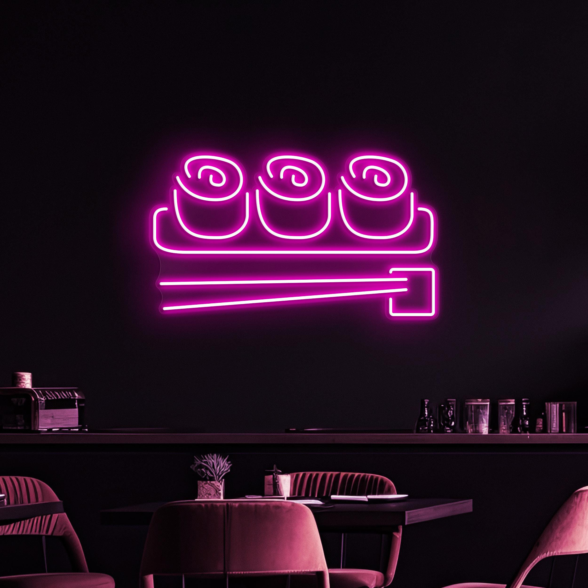 Sushi Neon Sign, Sushi LED Light, Japanese Food Wall Decor, Kawaii Food Wall Art, Japanese Restaurant Neon Light, Cafe and Bar Neon Decor