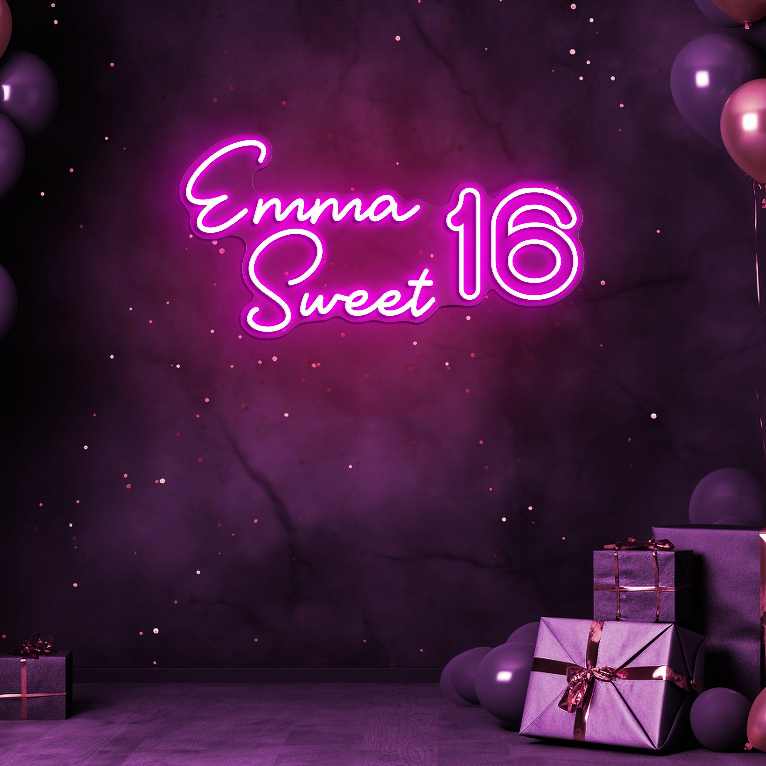 Sweet 16 Neon Sign, Glowing LED Light Decoration for 16th Birthday Party, Customizable Neon Art, Sweet Sixteen Decor, Custom Neon Sign, Gift