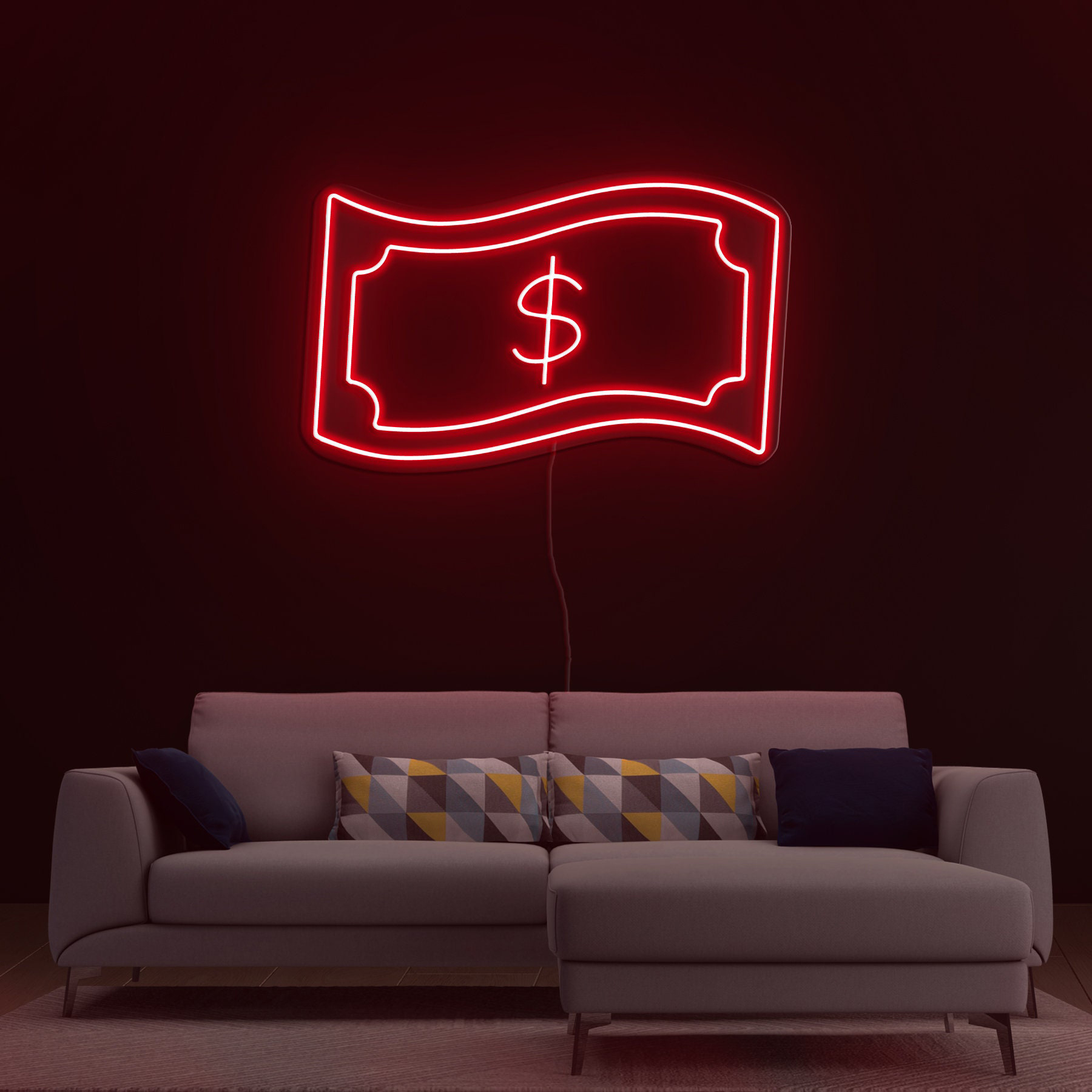 Dollar Neon Sign, LED Wall Decor for Bedroom or Bar, Money Neon Art, Custom Dollar Sign, Cash-Themed Wall Art, Gift for Him, Neon Light Sign