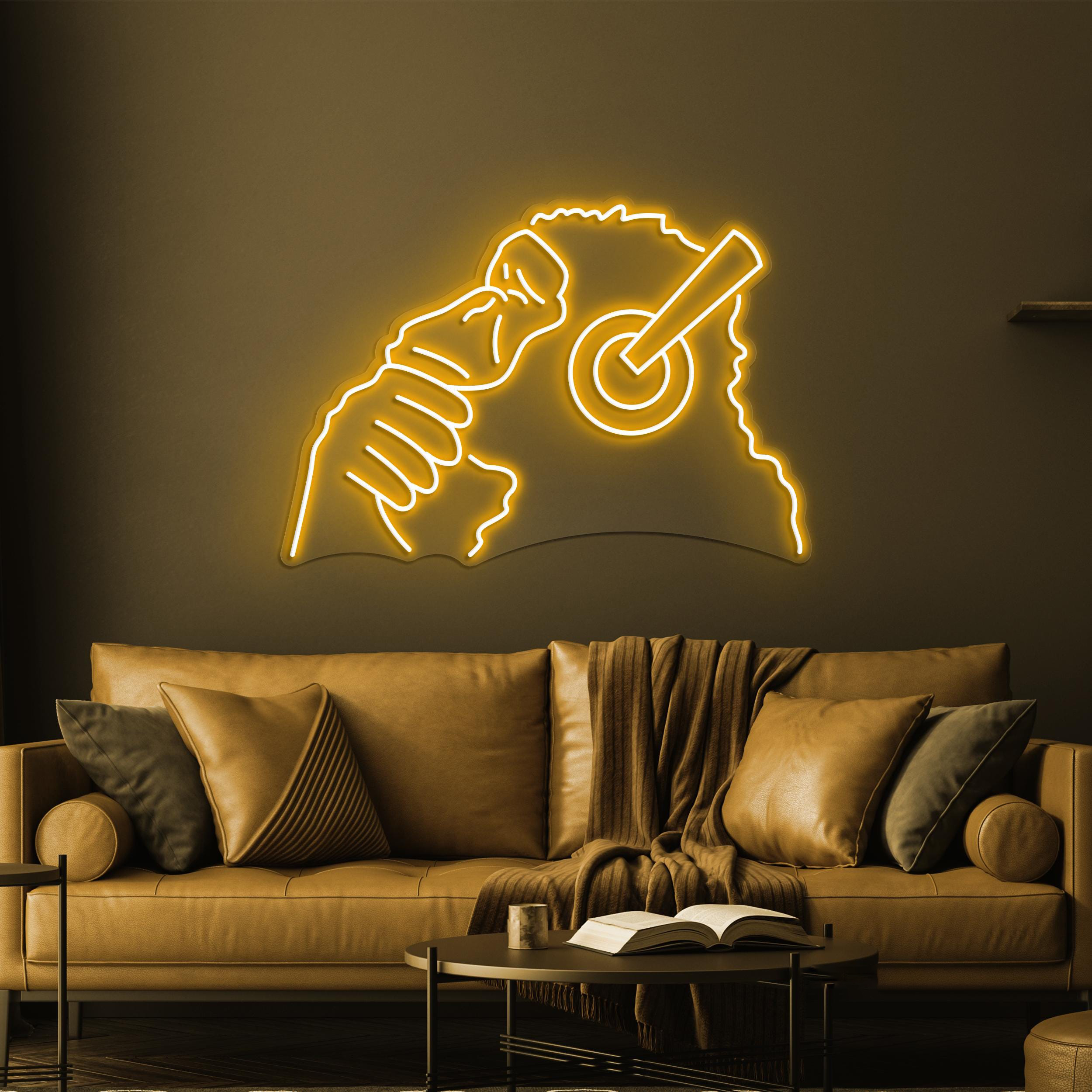 Monkey with Headphones Neon Sign, Monkey Headphones LED Light, Gorilla Wall Decor, Gorilla with Headphones Neon Art, Music Club Wall Art
