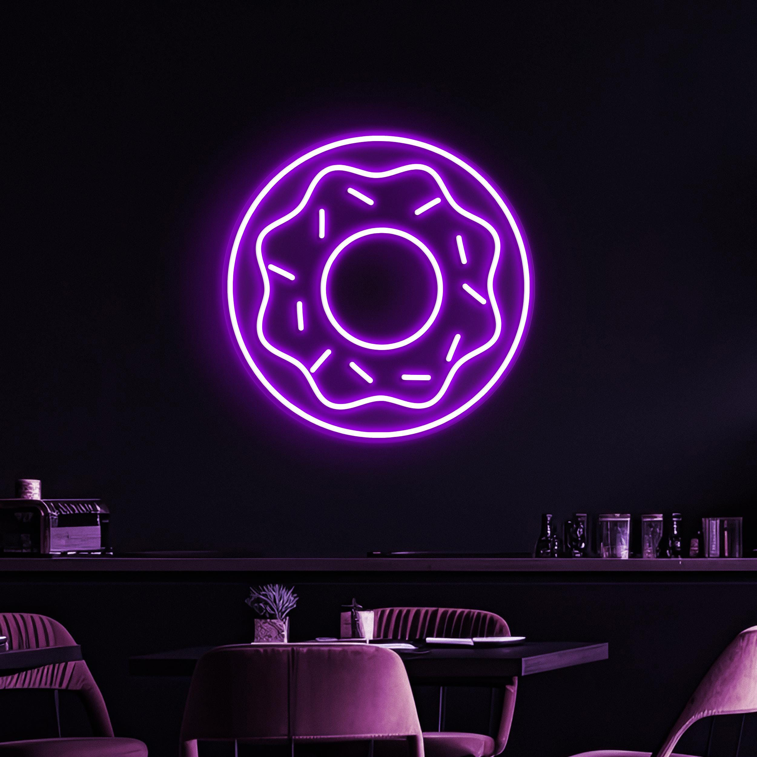 Donut Neon Sign, Donut LED Light, Donut Cafe Wall Decor, Yummy Donut Wall Art, Home Wall Light, Cafe and bar Neon Light, Kitchen Wall Decor