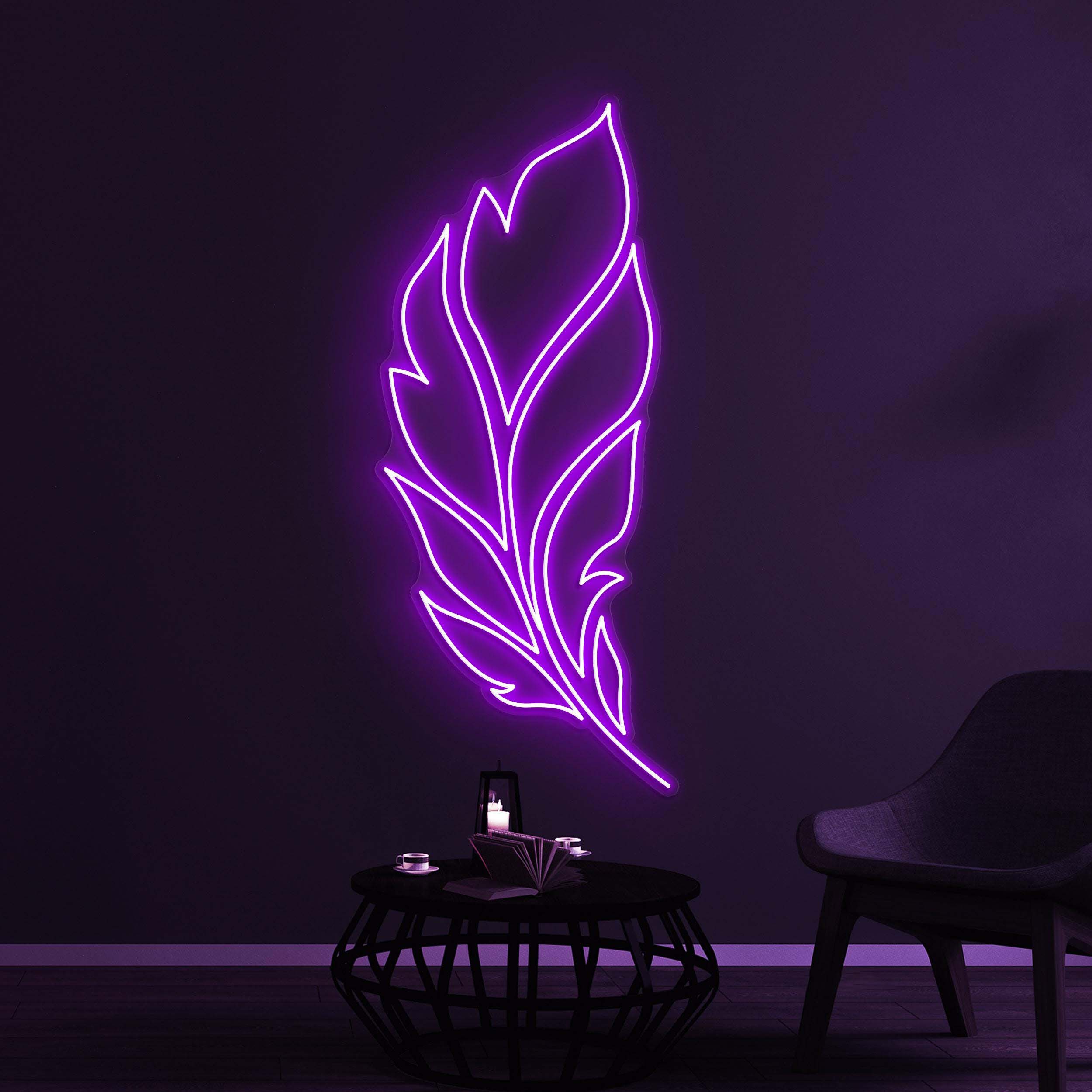Feather Neon Sign, Feather LED Light, Home Wall Decor, Bedroom Neon Wall Light, Personalized Neon Sign, Leaf Wall Art, Nature Neon Decor