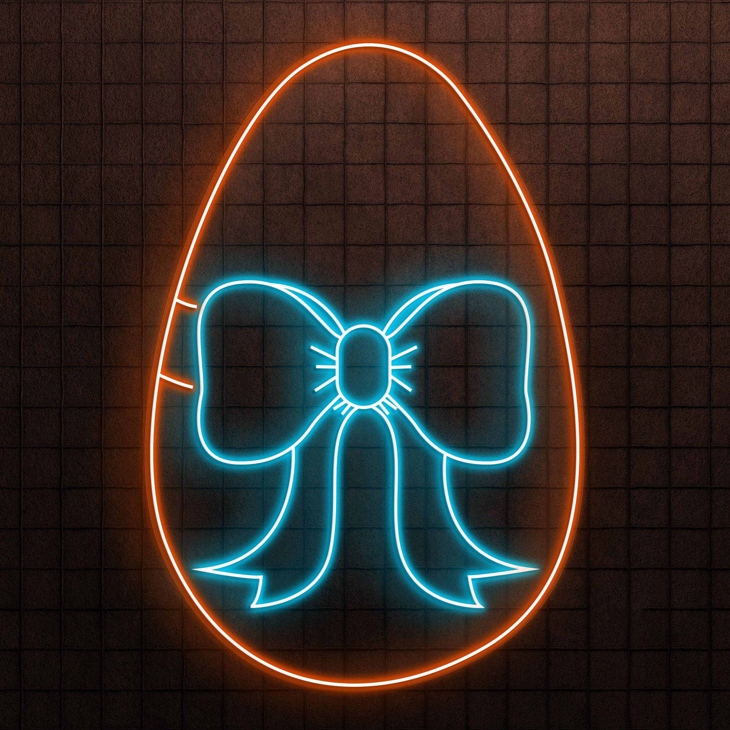 Easter Egg Neon Sign, Bow Egg LED Light, Easter Egg With Bow Decor, Kids Room Wall Art, Holiday Neon Decor, Festive Neon Light, Gift Art