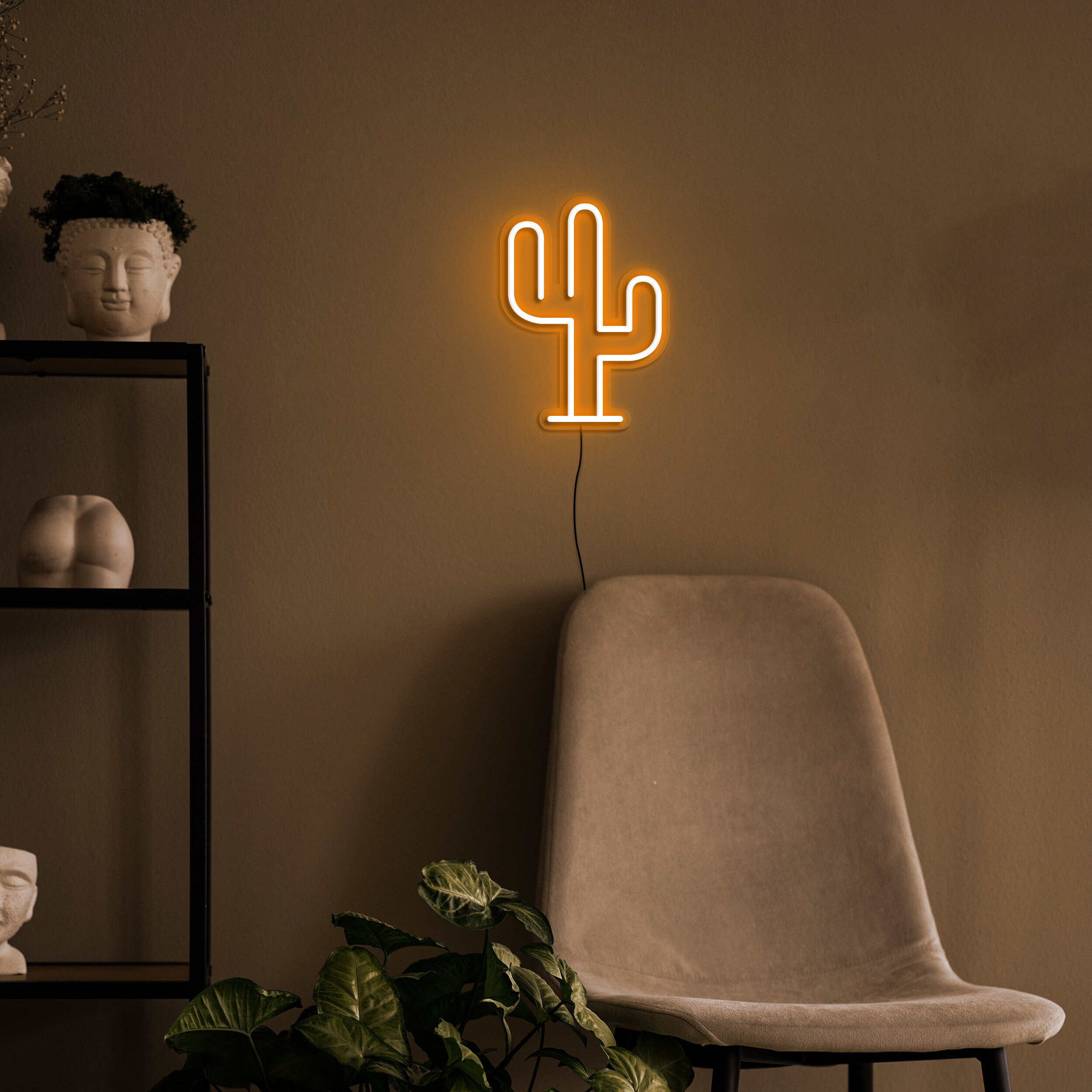 Cactus LED Neon Lights, USB Night Light with Dimmable Switch, Cactus Decor for Kid's Room or Bedroom, Cactus Lover Gift, Cactus Neon Sign