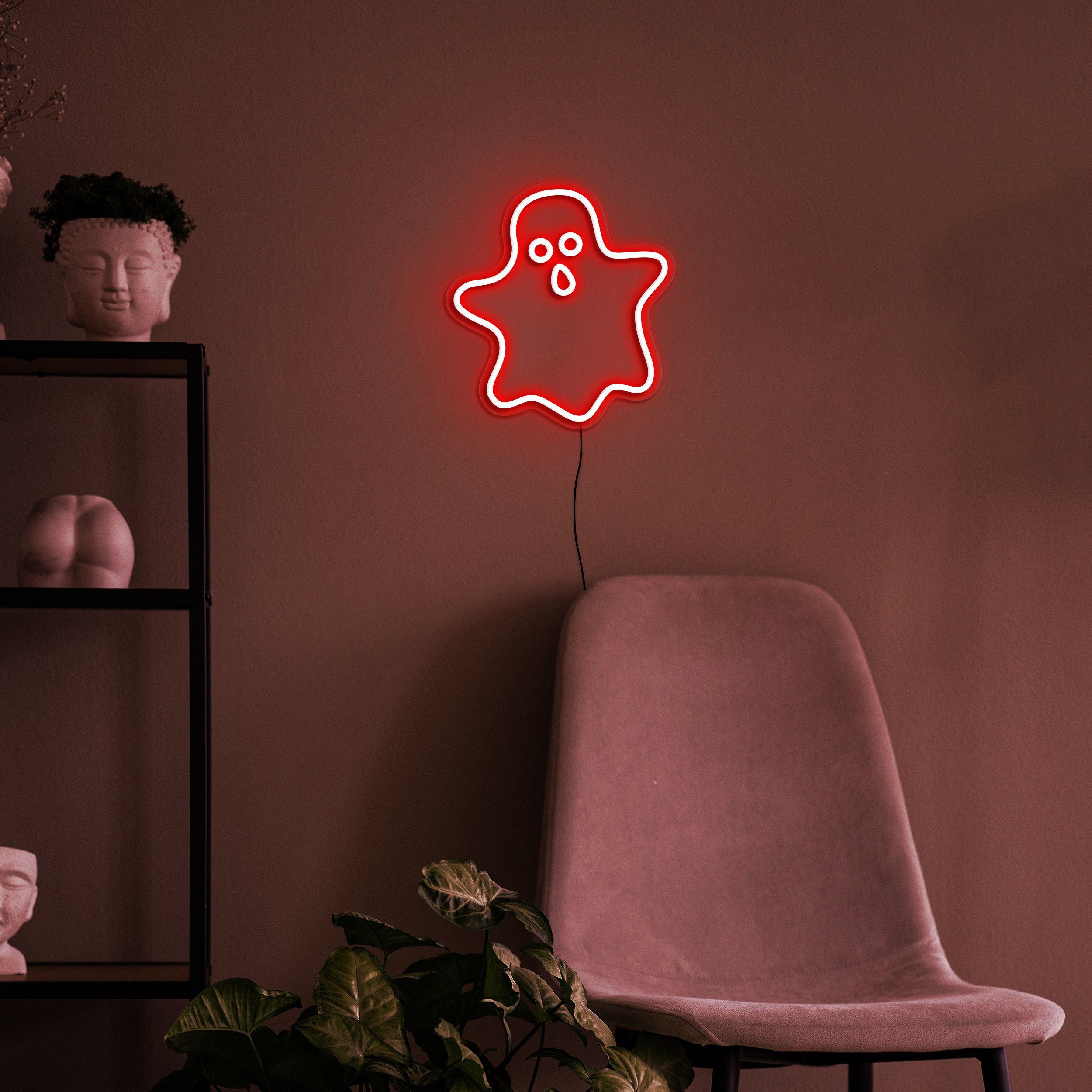 Ghost Neon Sign for Wall Decor, Bedroom Night Lights, USB Lamp for Halloween Party, Game Room Decor, Birthday Gift, Ghost LED Art Decoration