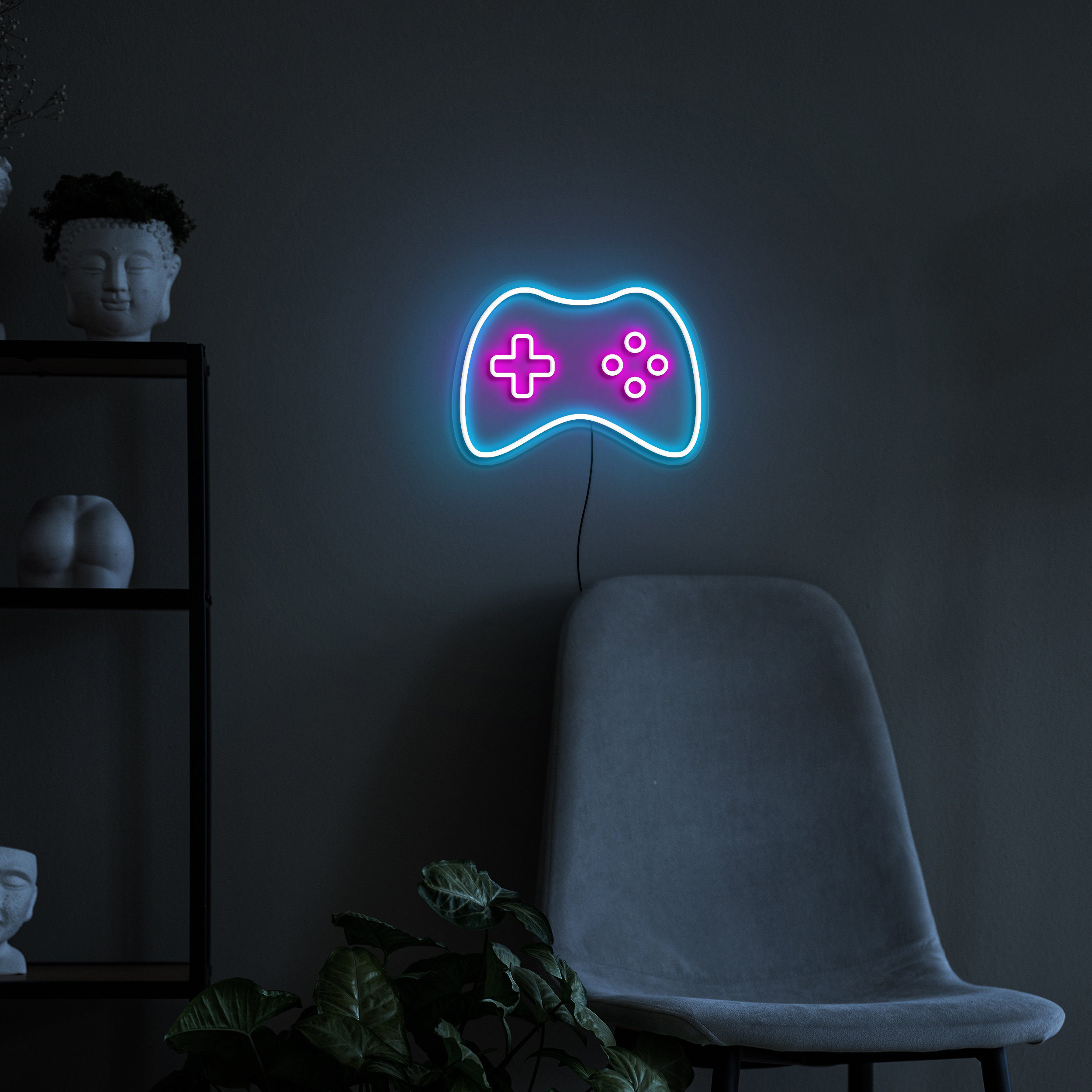 Gamepad Controller Neon Sign, Gamer Room Decor, LED Wall Light, Video/PC Gaming, Teen Boys' Gift, USB Powered Sign, Game Room Decoration