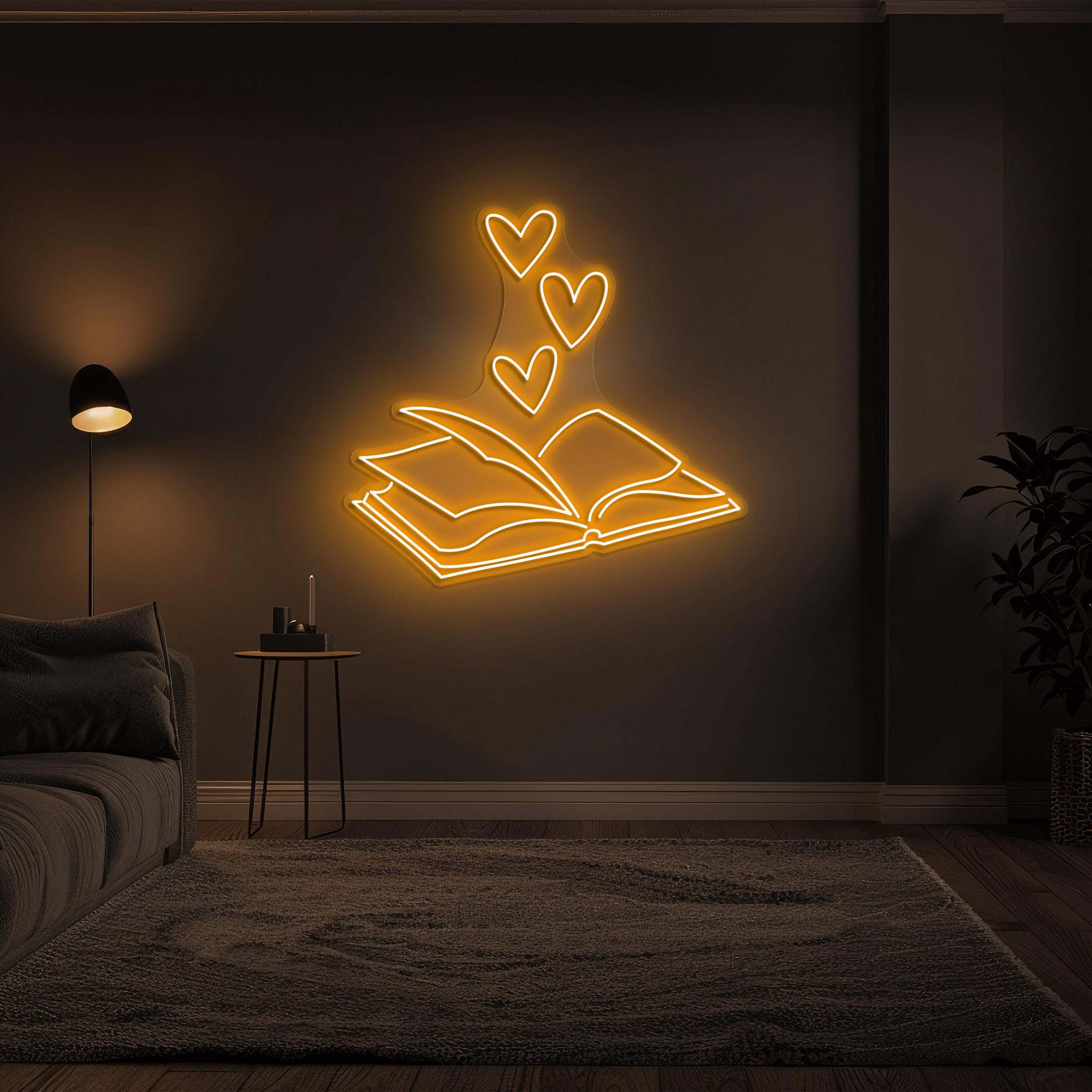 Book Hearts Neon Sign, Book Hearts LED Light, Hearts Neon Art, Book Hearts Wall Decor, Book Lovers Gift, Library Wall Art, Book Store Decor