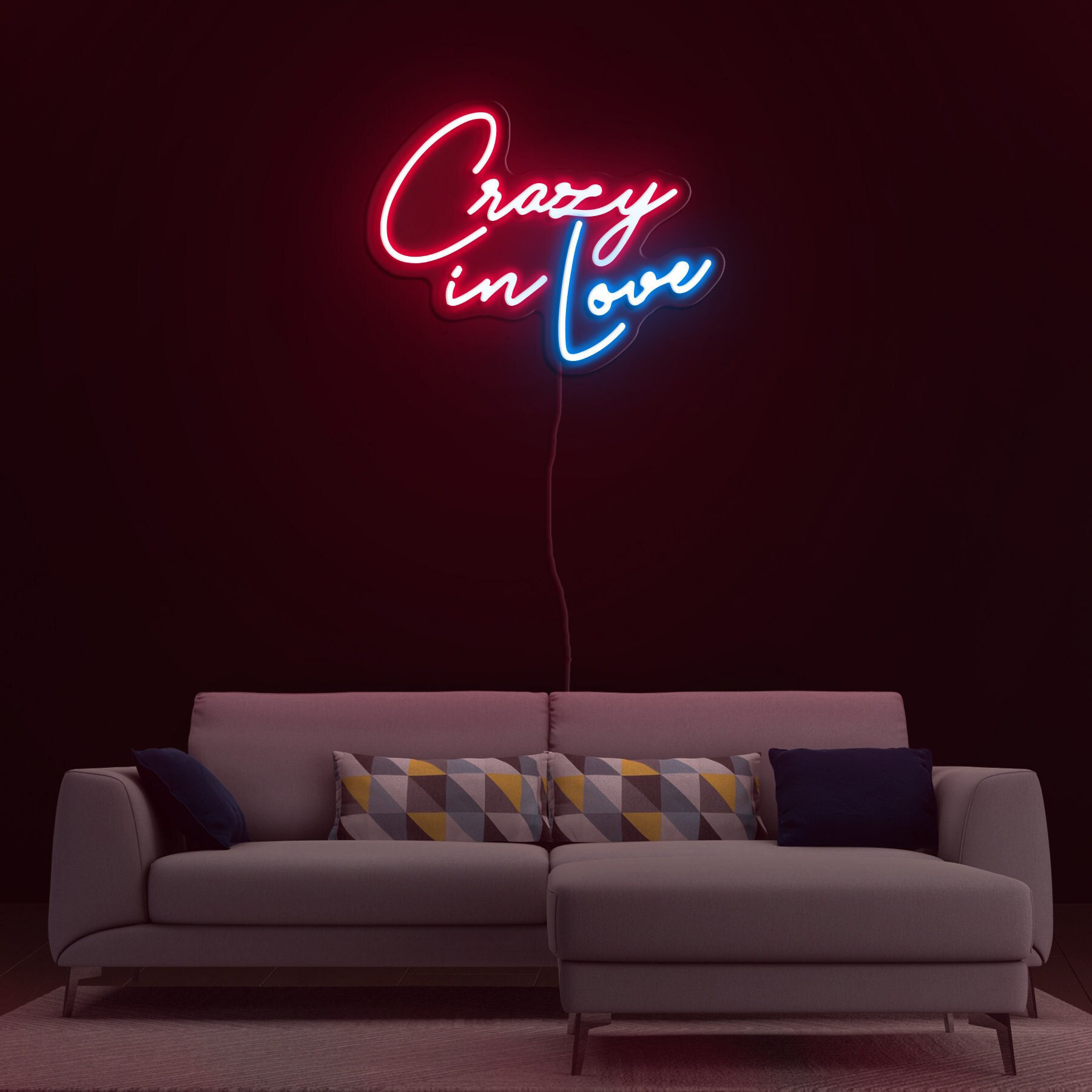 Crazy in Love Neon Sign, Romantic Light Decor for Bedroom, Wall Art Gift, Room & Party Decor, LED Lights for Wedding, Engagement, Birthday