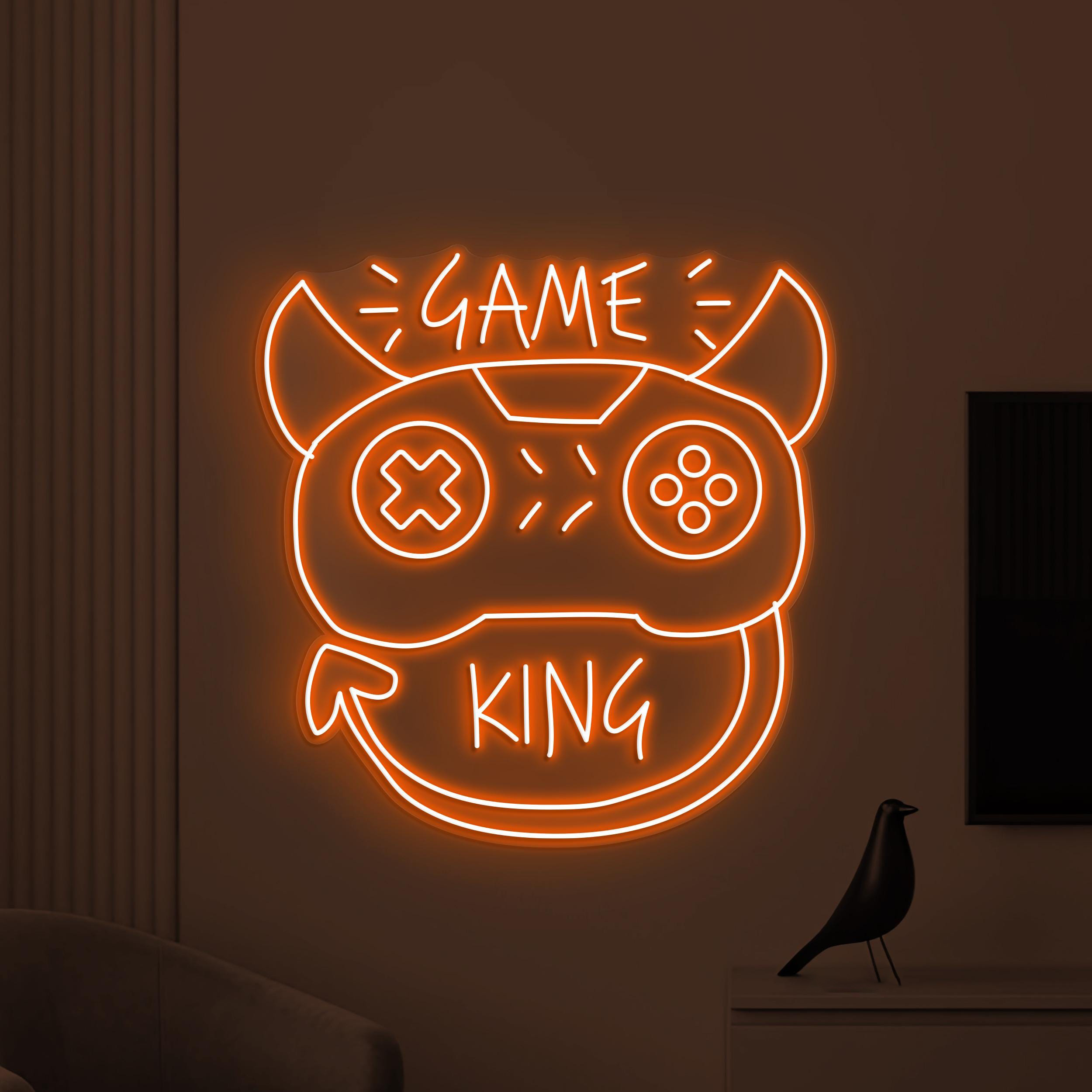 Game King Neon Sign, Game King LED Light, Game Controller Wall Decor, Devil Game Controller Art, Game Room Neon Light, Gaming Zone Decor
