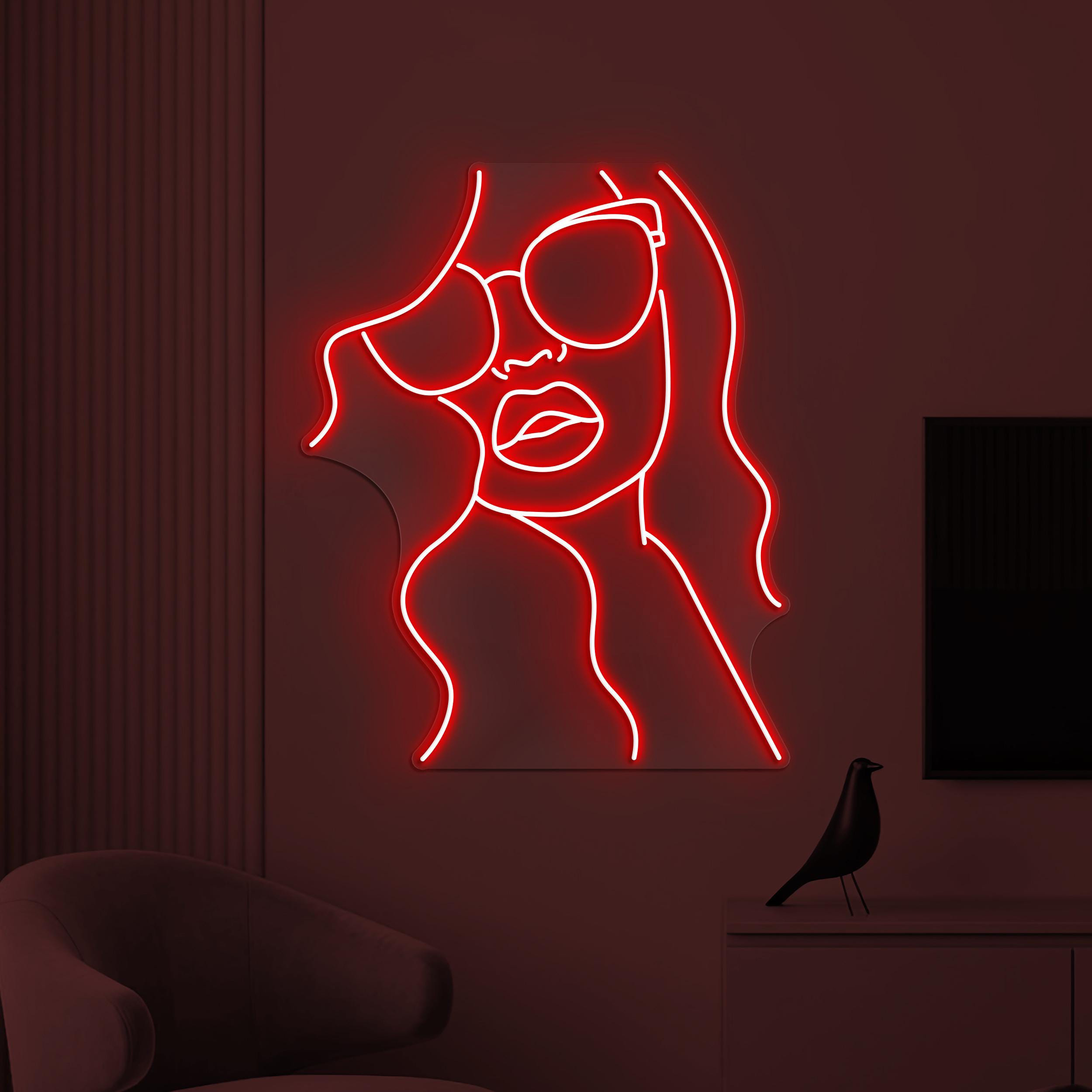 Girl With Glasses Neon Sign, Girl With Glasses LED Light, Beauty Girl Wall Decor, Girl Room Wall Art, Glam Neon Light, Salon Neon Decor