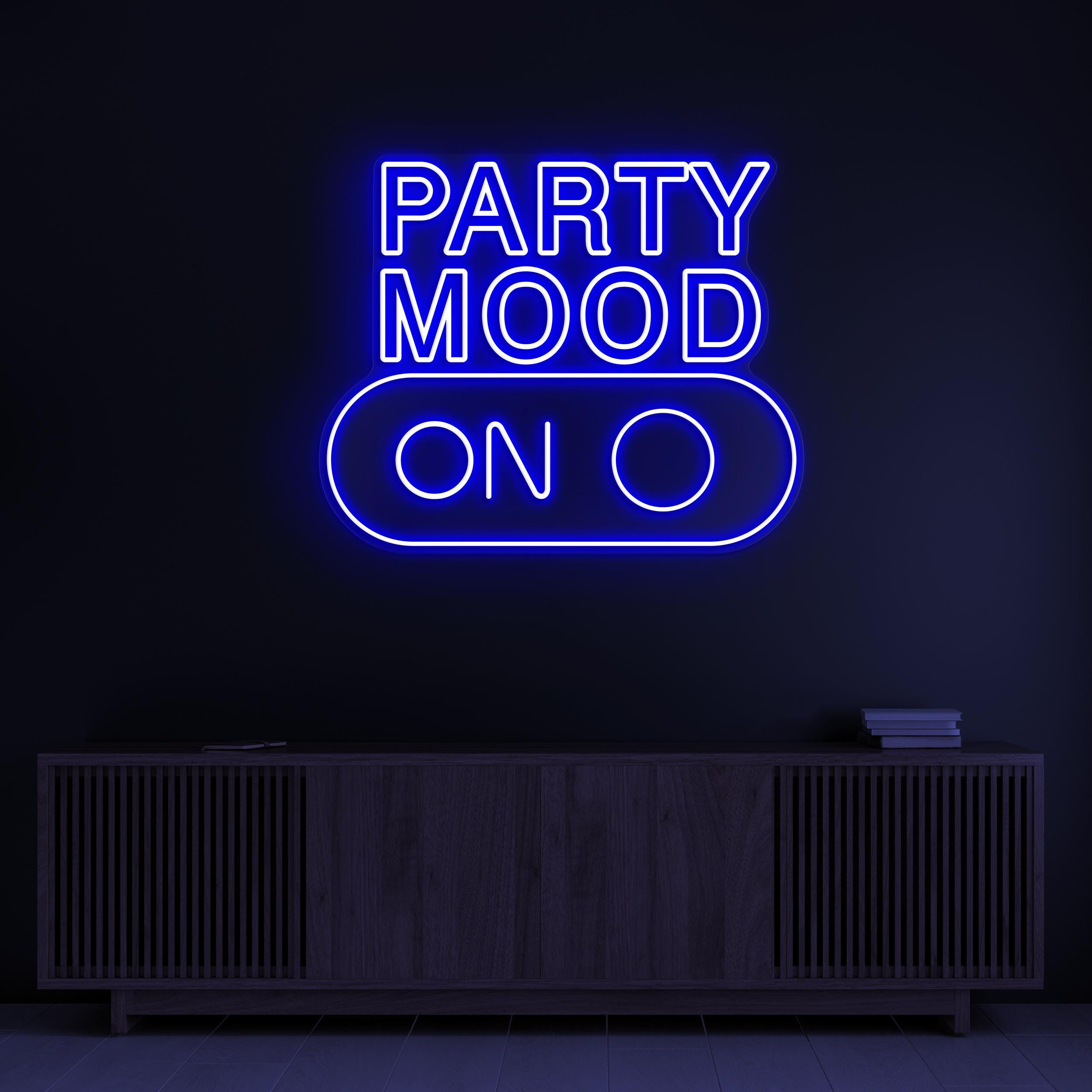 Party Mood On Neon Signs, Party Mood On LED Light, Party Wall Art, Birthday Party Wall Decor, Neon Sign for, Engagement, & Wedding Parties