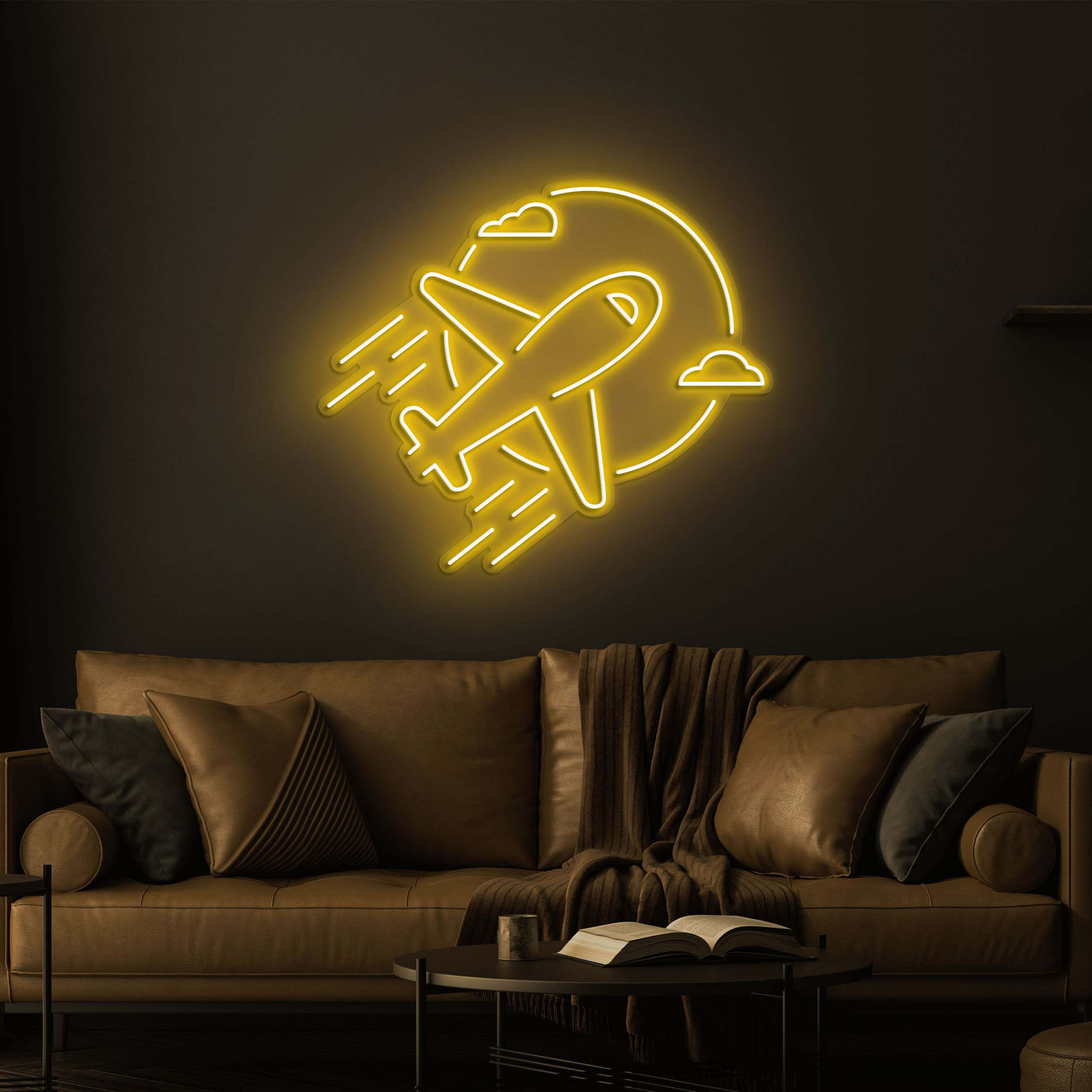 Flying Airplane Neon Light, Airplane Takeoff Neon Sign, Aviation Wall Decor, Neon Sign for Office and Business,Pilot Gift,Nursery Decoration