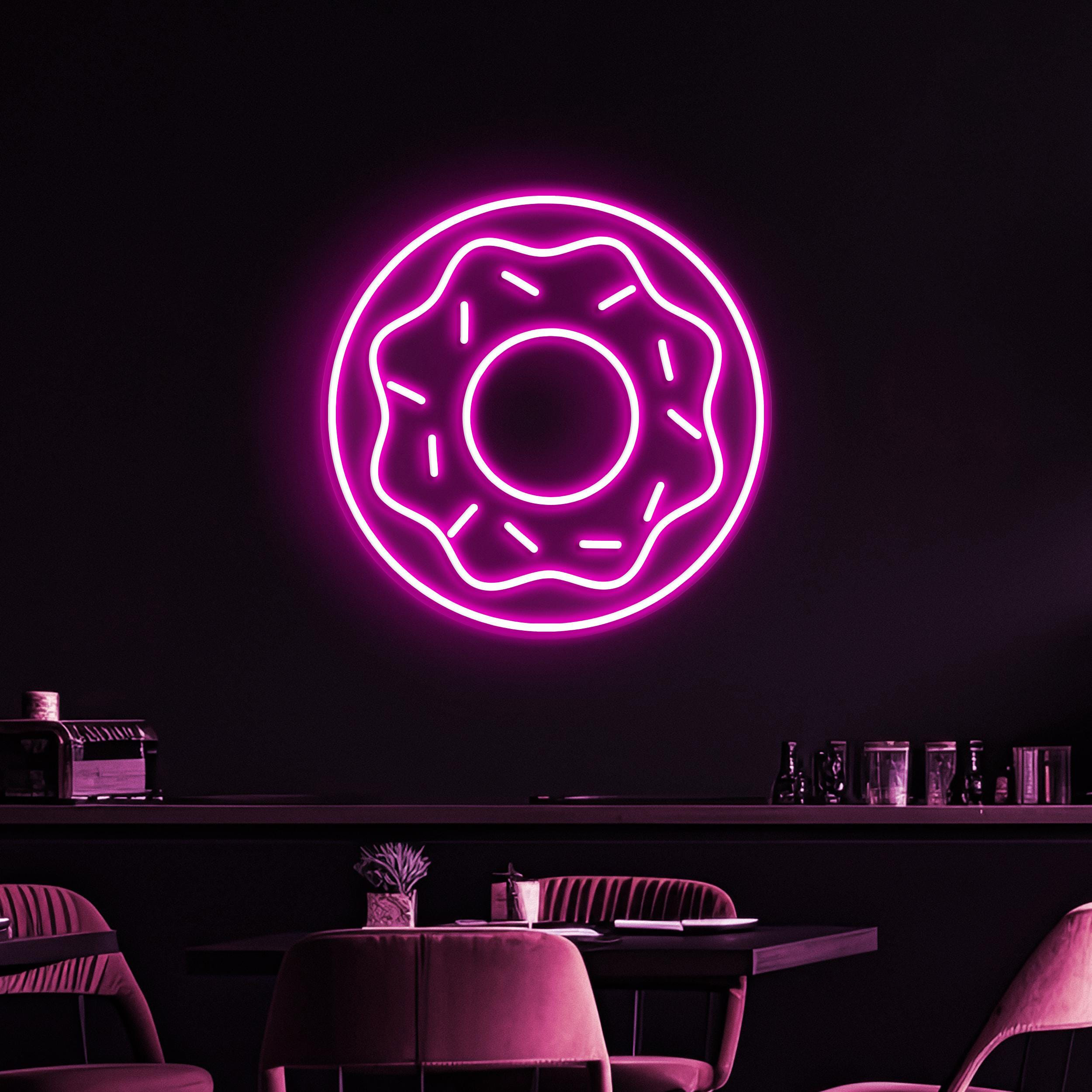 Donut Neon Sign, Donut LED Light, Donut Cafe Wall Decor, Yummy Donut Wall Art, Home Wall Light, Cafe and bar Neon Light, Kitchen Wall Decor
