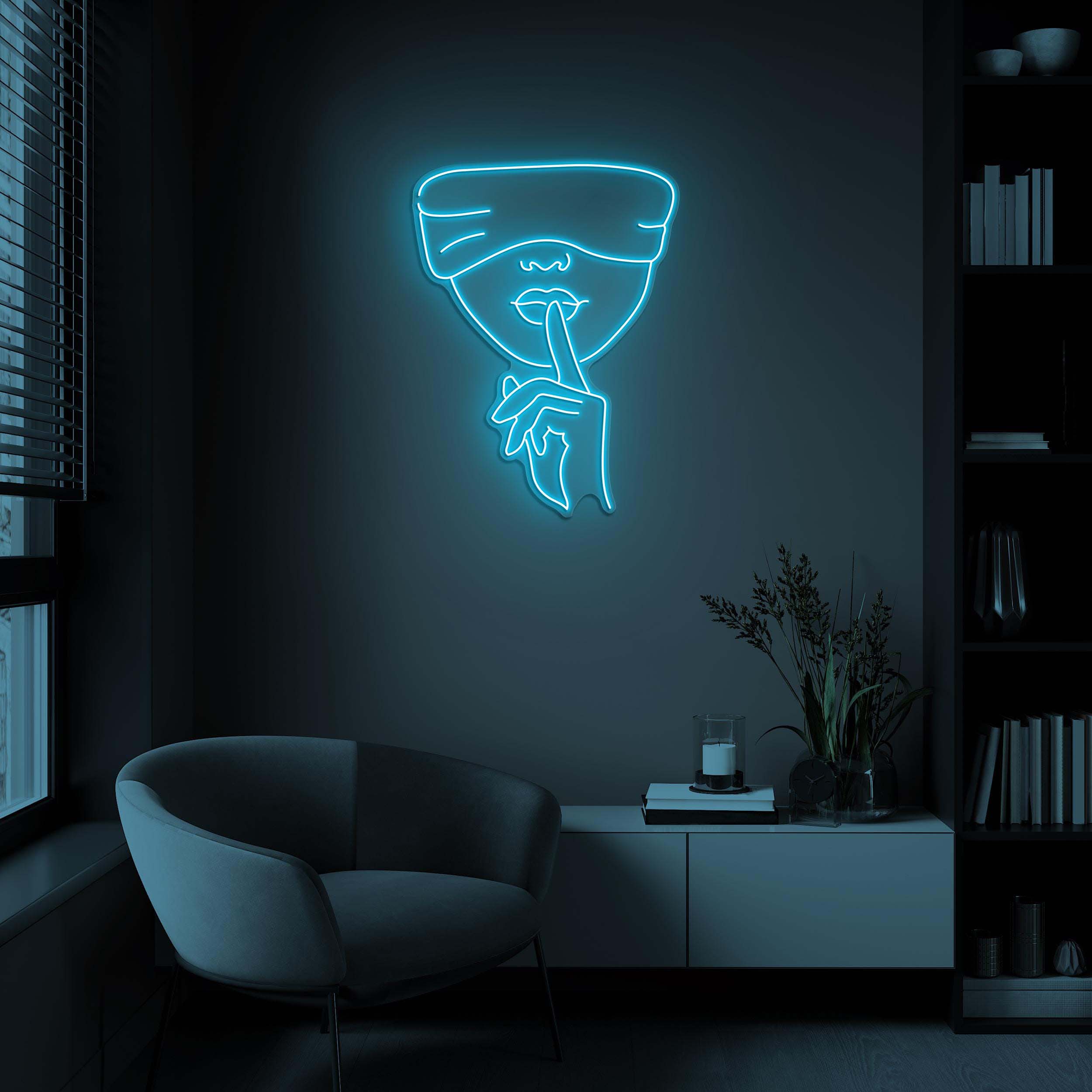 Shhh Face Neon Sign, Shhh Face LED Light, Keep Quiet Wall Decor, Girl Finger on Lips Sign, Hush Wall Art, Home Wall Decor, Quiet Silent Sign