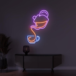 Teapot and Cup Neon Sign, Teapot and Cup LED Light, Tea Wall Decor, Drinking Tea Wall Art, Custom Neon Sign, Tea Cafe Art, Coffee Cafe Light