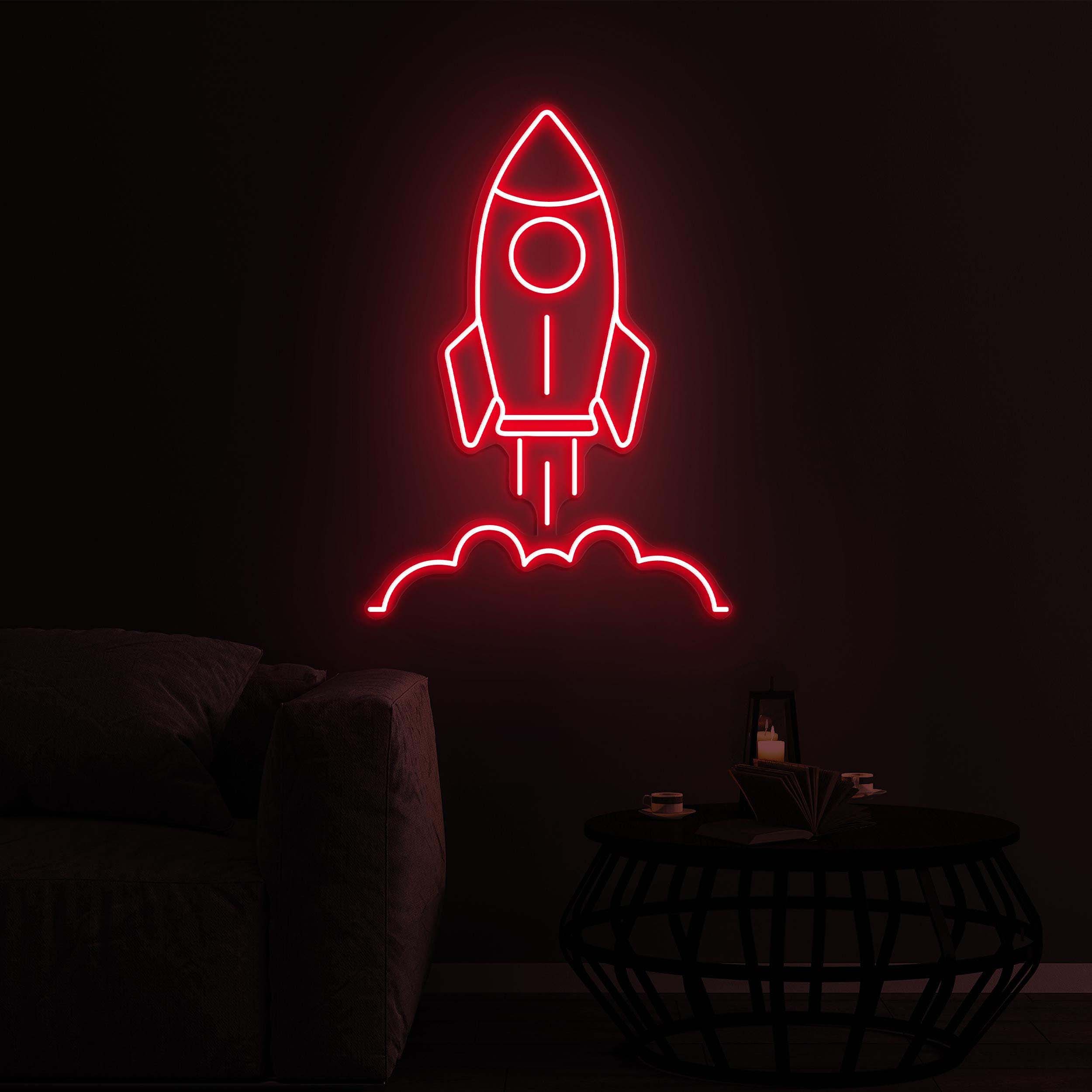 Rocket Neon Sign, Rocket LED Light, Spaceship Wall Art, Spacecraft Sign, Decor for Home, Kid's Room, Gaming Room, Shops, Rocket Hanging Art