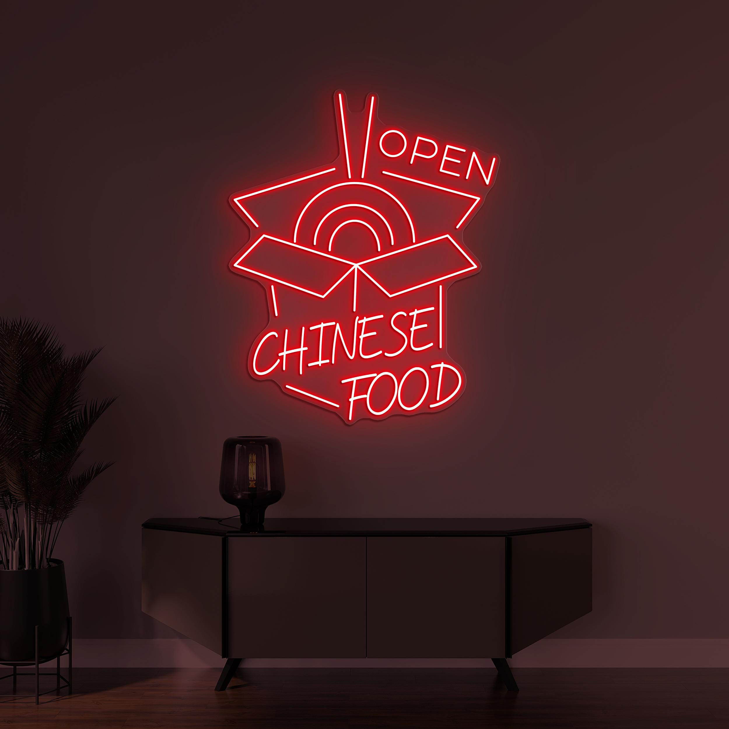 Chinese Food Open Neon Sign, Chinese Food Open LED Light, Restaurant Wall Decor, Chinese Food Wall Decor, Custom Neon Sign, Food Lover Art