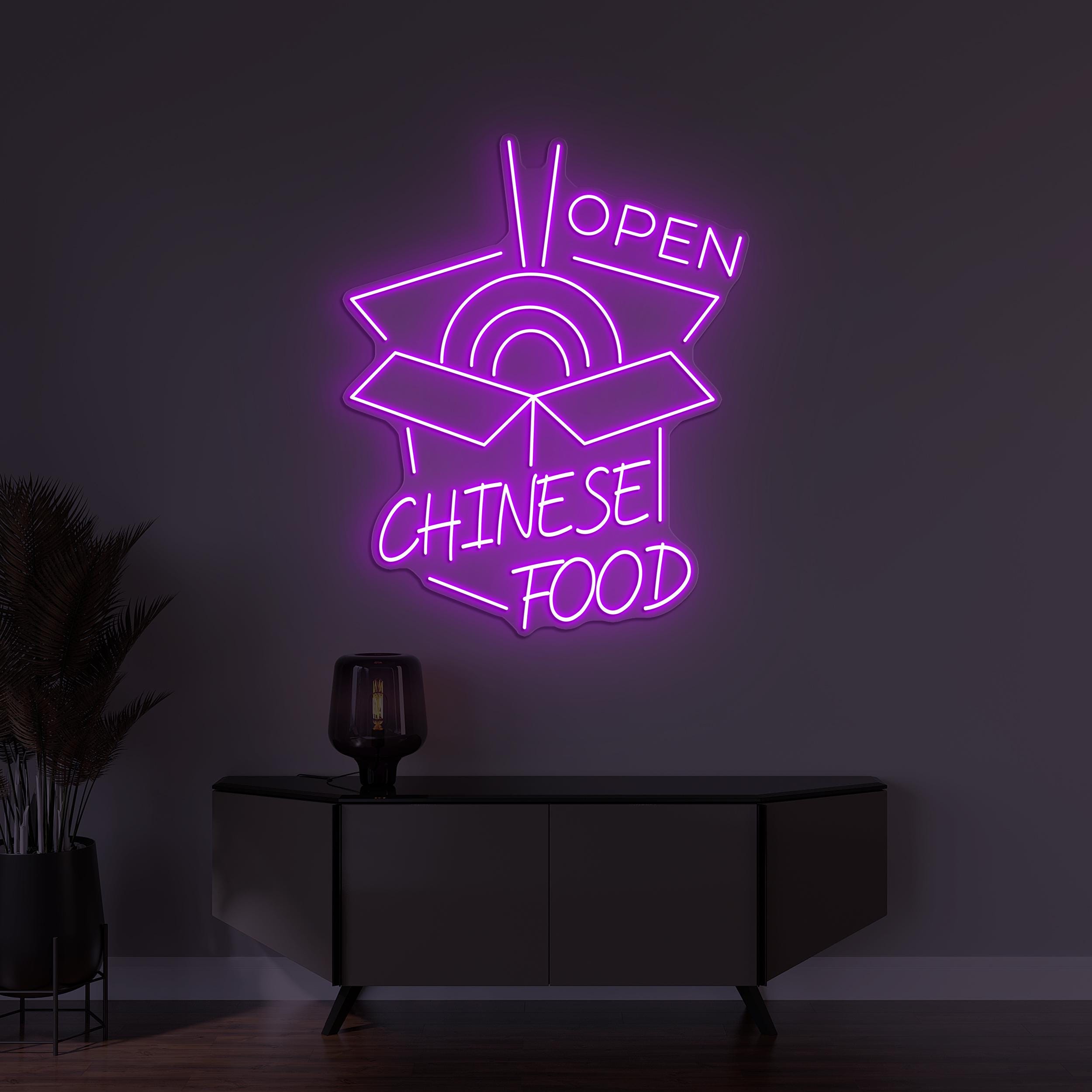 Chinese Food Open Neon Sign, Chinese Food Open LED Light, Restaurant Wall Decor, Chinese Food Wall Decor, Custom Neon Sign, Food Lover Art