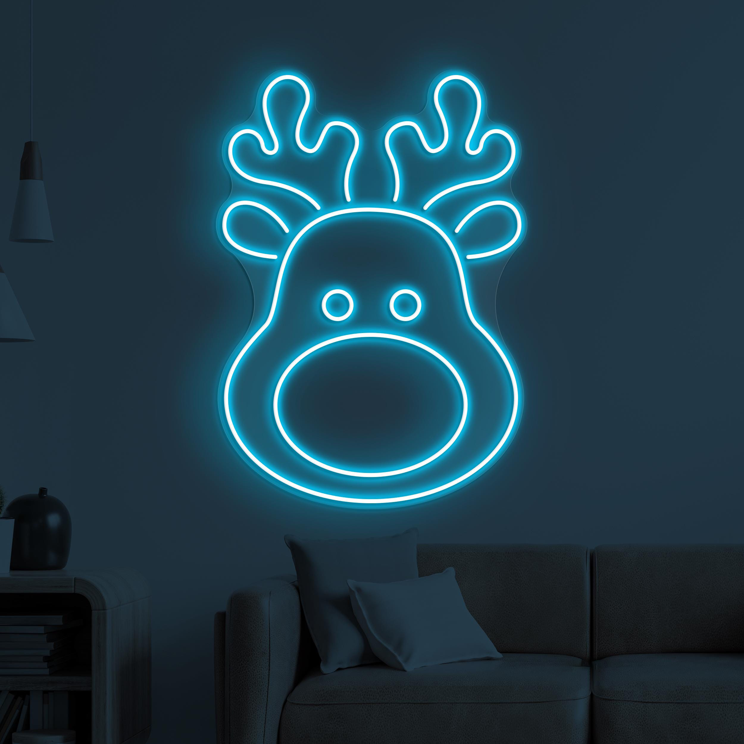 Reindeer Neon Sign, Reindeer LED Light, Deer Head Wall Decor, Animal Shop Wall Art, Christmas Home Decor, Zoo Neon Light, Party Wall Art