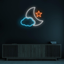 Moon and Cloud Neon Sign, Moon, Cloud and Stars LED Light, Kids Room Wall Art, Night Sky Wall Decor, Moonlight Neon Sign, Sweet Dreams Decor