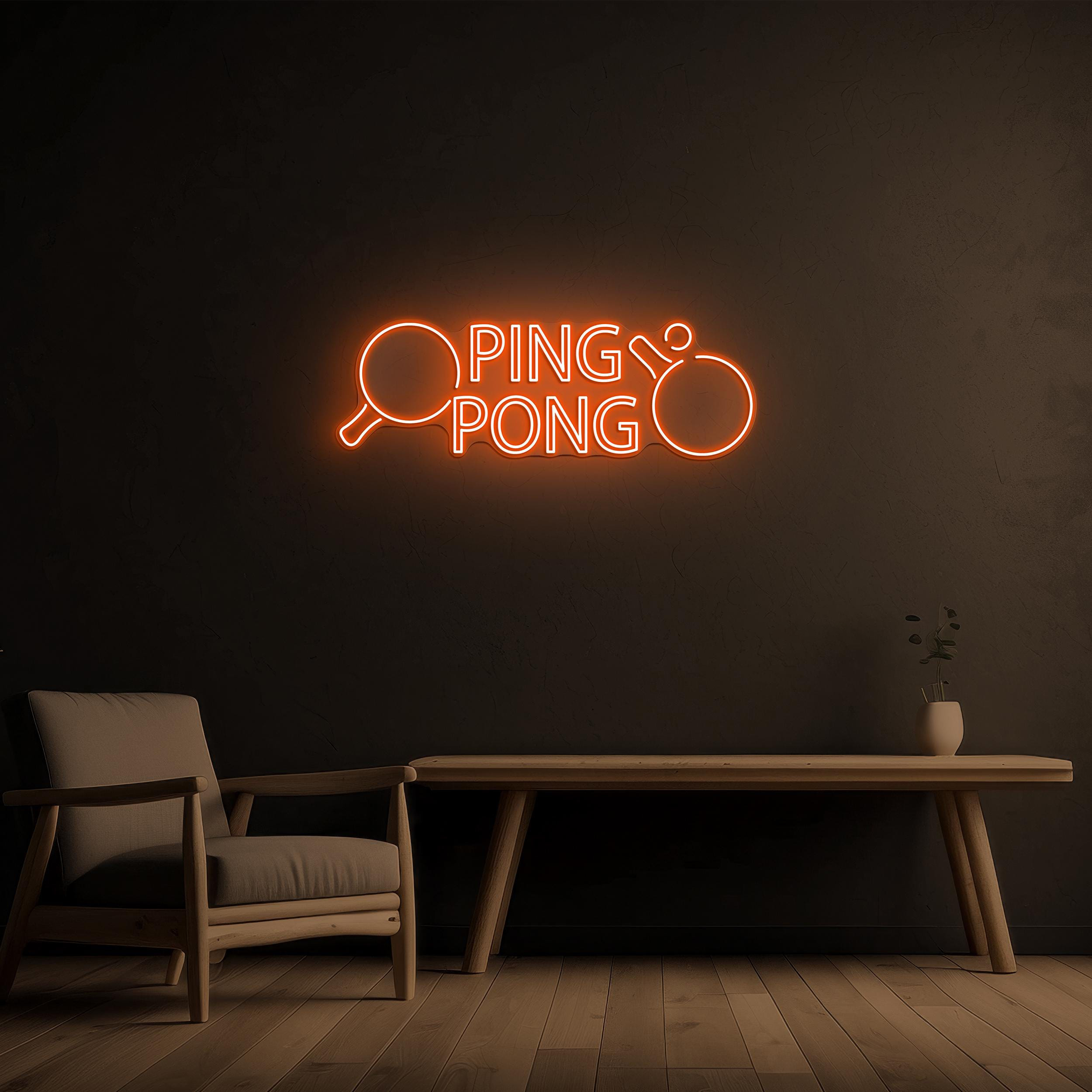 Ping Pong Neon Sign, Ping Pong LED Light, Ping Pong Paddle & Ball Wall Decor, Table Tennis Racket Art, Tennis Lover Gift, Gaming Club Sign
