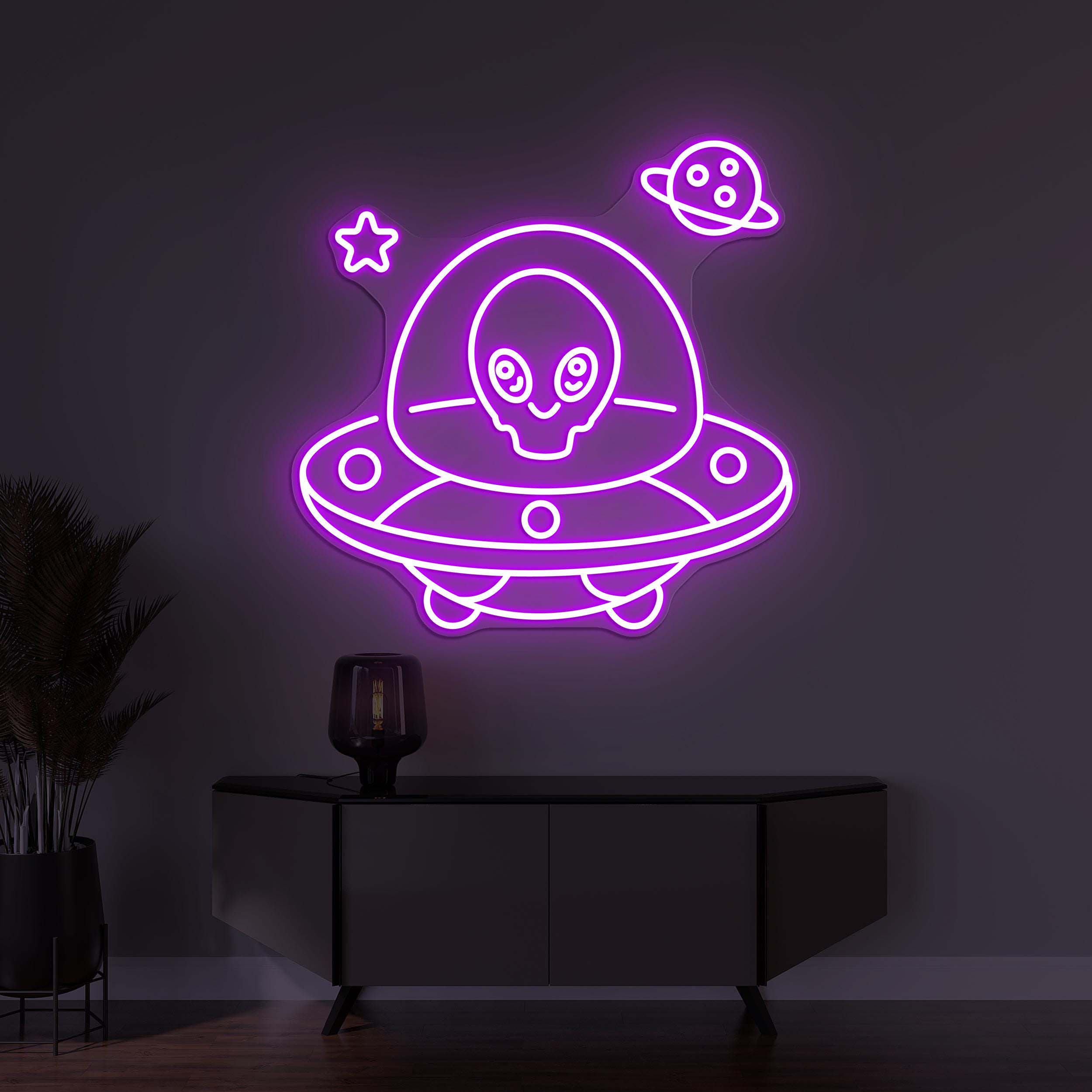 Alien Spaceship Neon Sign, Alien Spaceship LED Light, Spaceship Wall Decor, Alien Ship Decor, Home Wall Decor, Game Room Art, Alien Lover