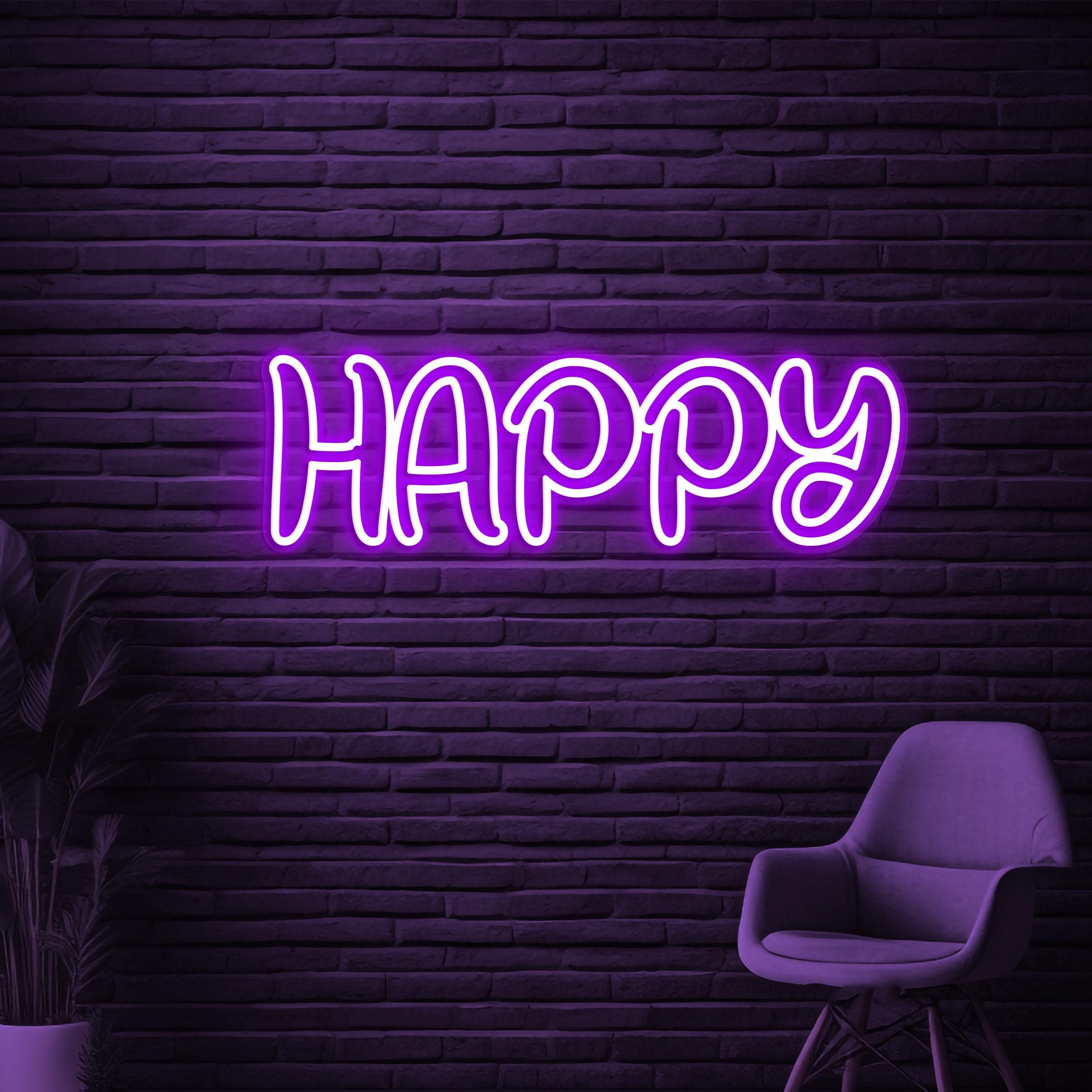 Happy Neon Sign, Happy LED Light, Home Wall Decor, Positive Vibes Neon Light, Party Barr Club Wall Art, Happy Mood Neon Sign, Cafe Decor