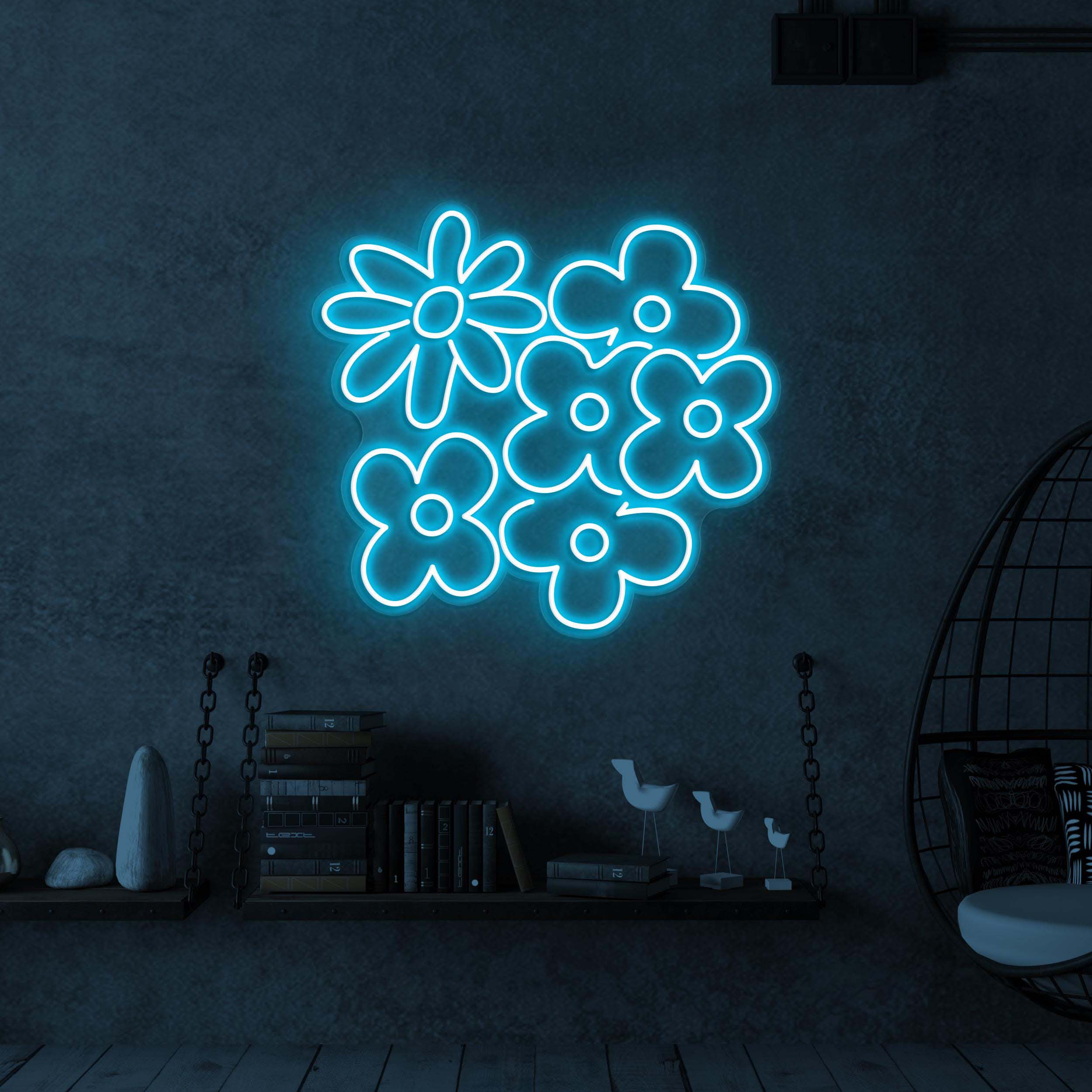 Flowers Neon Sign, Flowers LED Light, Floral Flowers Wall Decor, Girls Room Decor, Wedding Wall Art, Decor for Home, Party, Garden & Yard