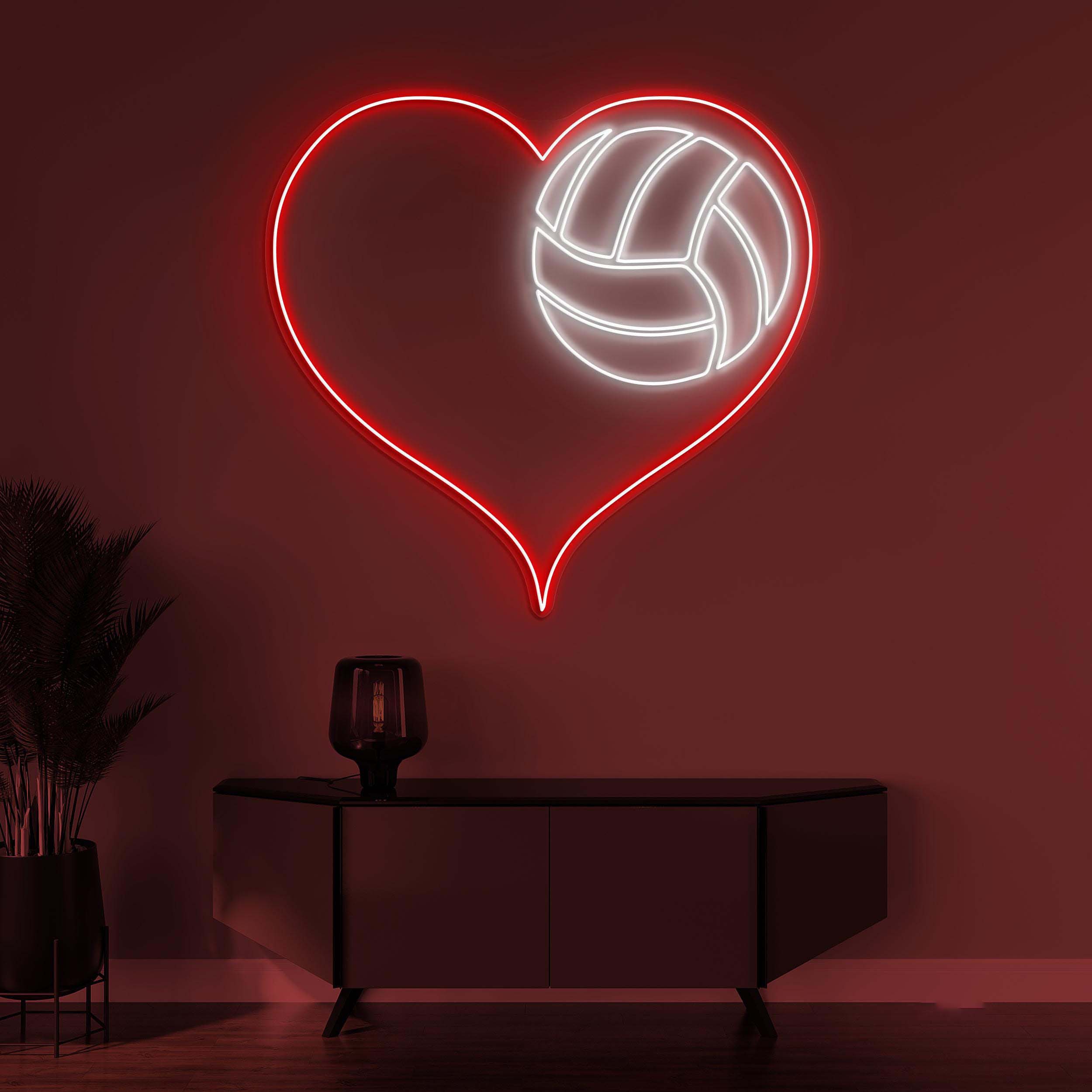 Volleyball Neon Sign, Volleyball LED Light, Volleyball Heart Wall Art, Heart Wall Decor, Volleyball Lover Neon Light, Love Volleyball Club