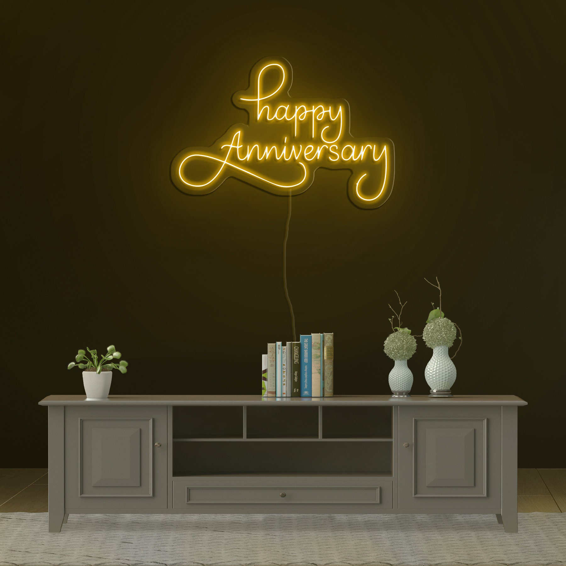 Happy Anniversary Neon Sign, Celebrate Love with LED Wall Decor, Gift for Couples, Wife, Husband, Parents, Bedroom or Party Decoration, Gift