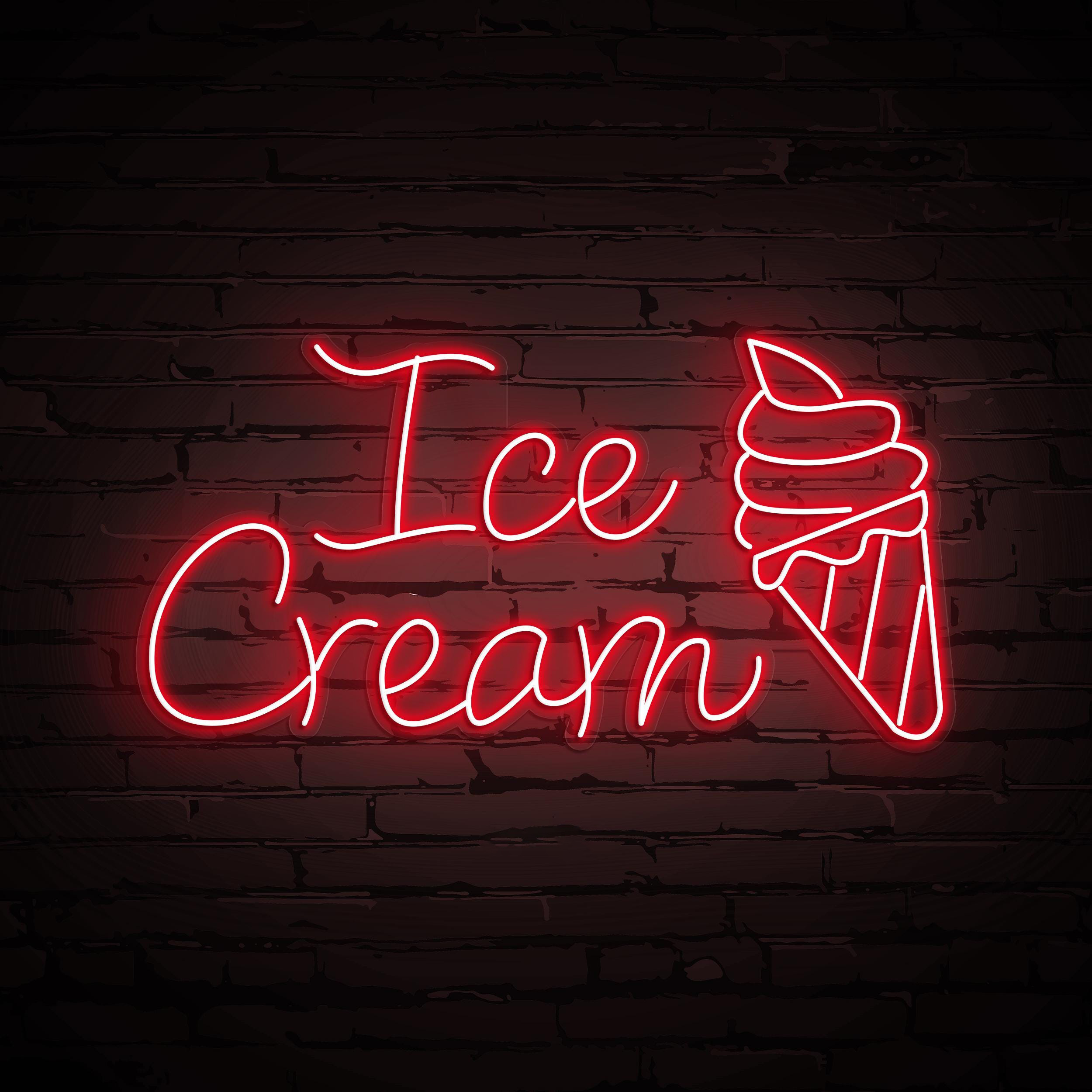 Ice Cream Neon Sign, Ice Cream LED Sign, Ice Cream Cone Wall Art, Ice Cream Neon Display, Decor for Ice Cream Shop, Cafe, Bar, Dessert Spot