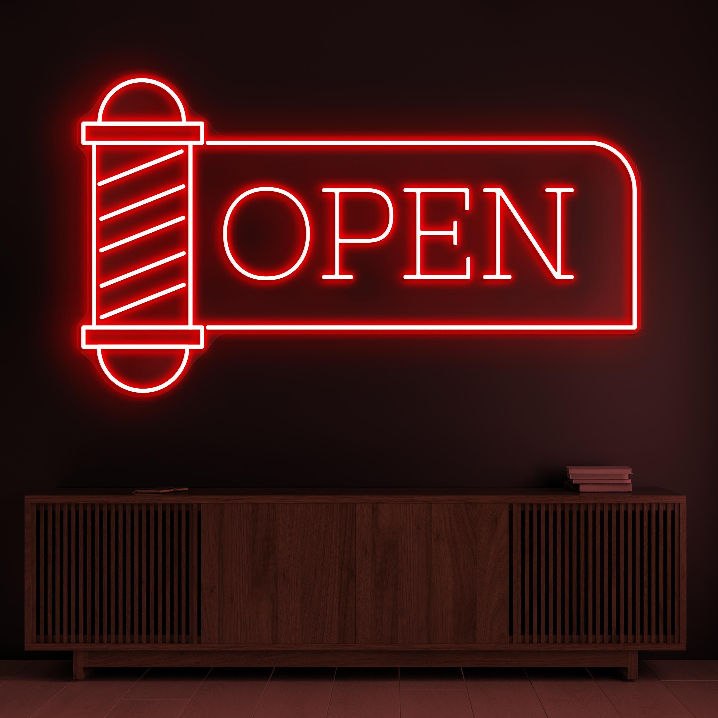 Open Neon Sign, Open LED Light, Barber Pole Wall Decor, Shaving Salon Wall Art, Hair Beauty Bar Neon Sign, Haircut Sign, Beauty Salon Art