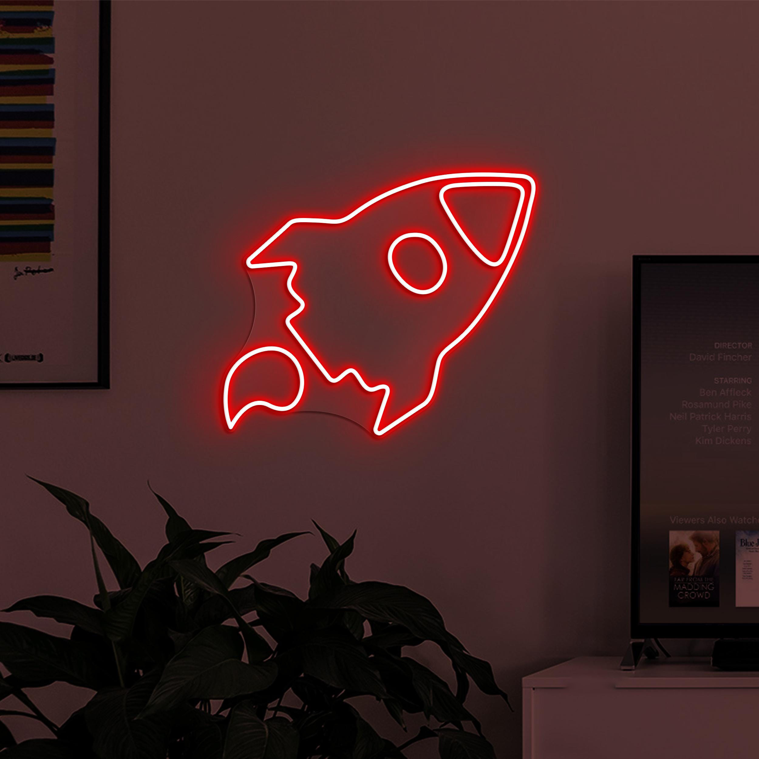 Rocket Neon Sign, Rocket LED Light, Space Exploration Wall Decor, Space Ship Wall Art, Kids Room Neon Light, Game Room Wall Art, Home Decor