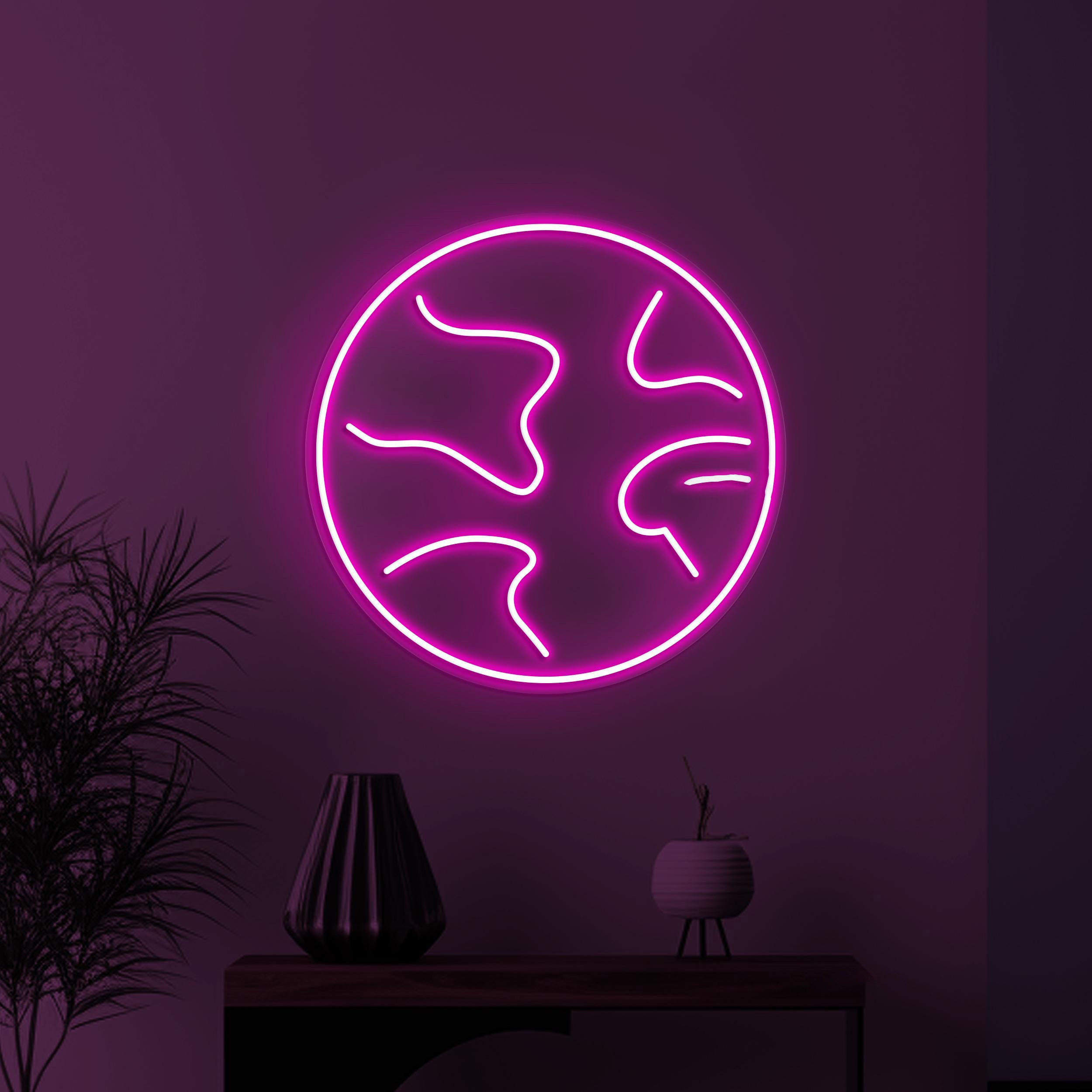 Earth Neon Sign, Earth LED Neon Art, Global Neon Light, World Travel Wall Decor, Planet Neon Decor, Home Wall Art, Custom Earth Led Light