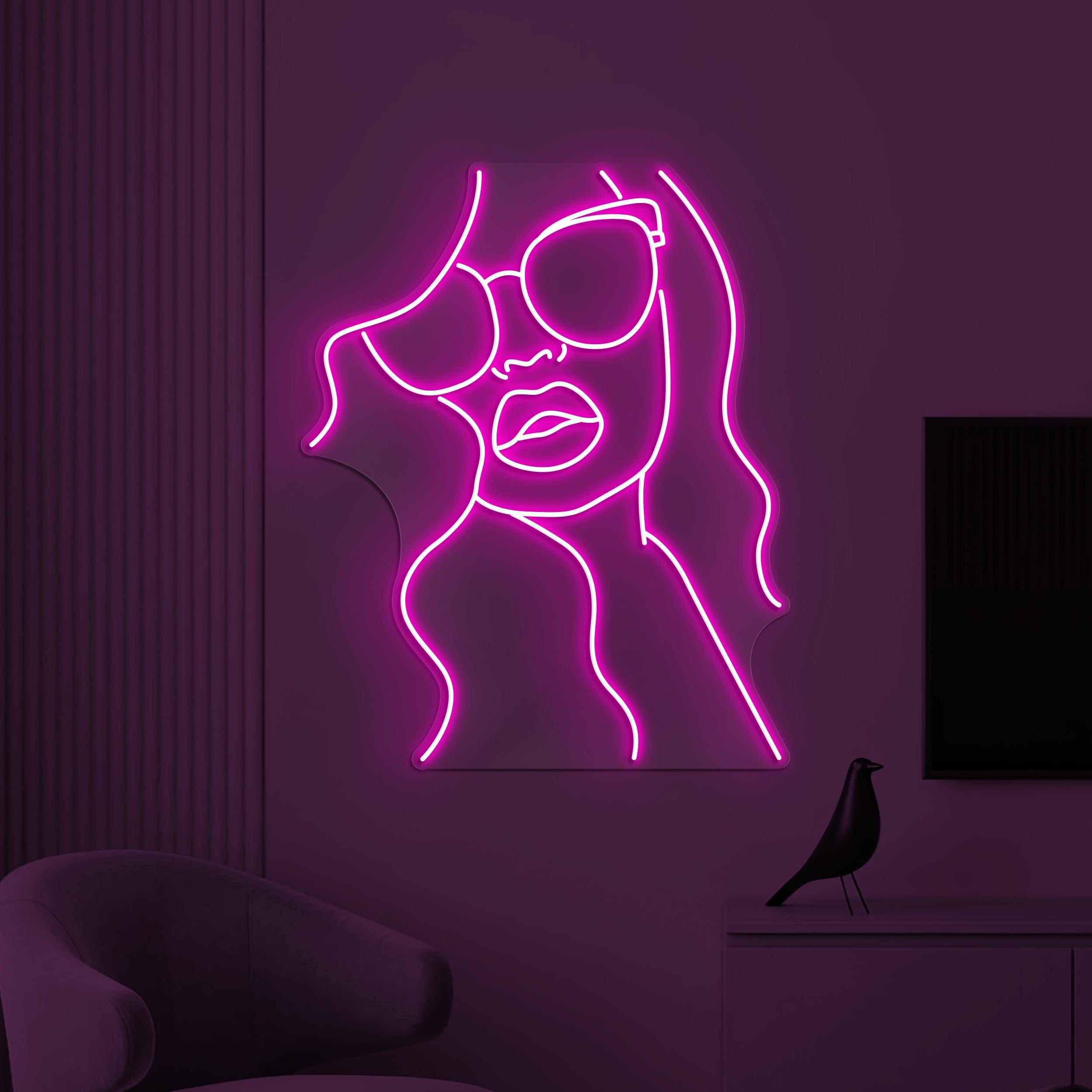 Girl With Glasses Neon Sign, Girl With Glasses LED Light, Beauty Girl Wall Decor, Girl Room Wall Art, Glam Neon Light, Salon Neon Decor
