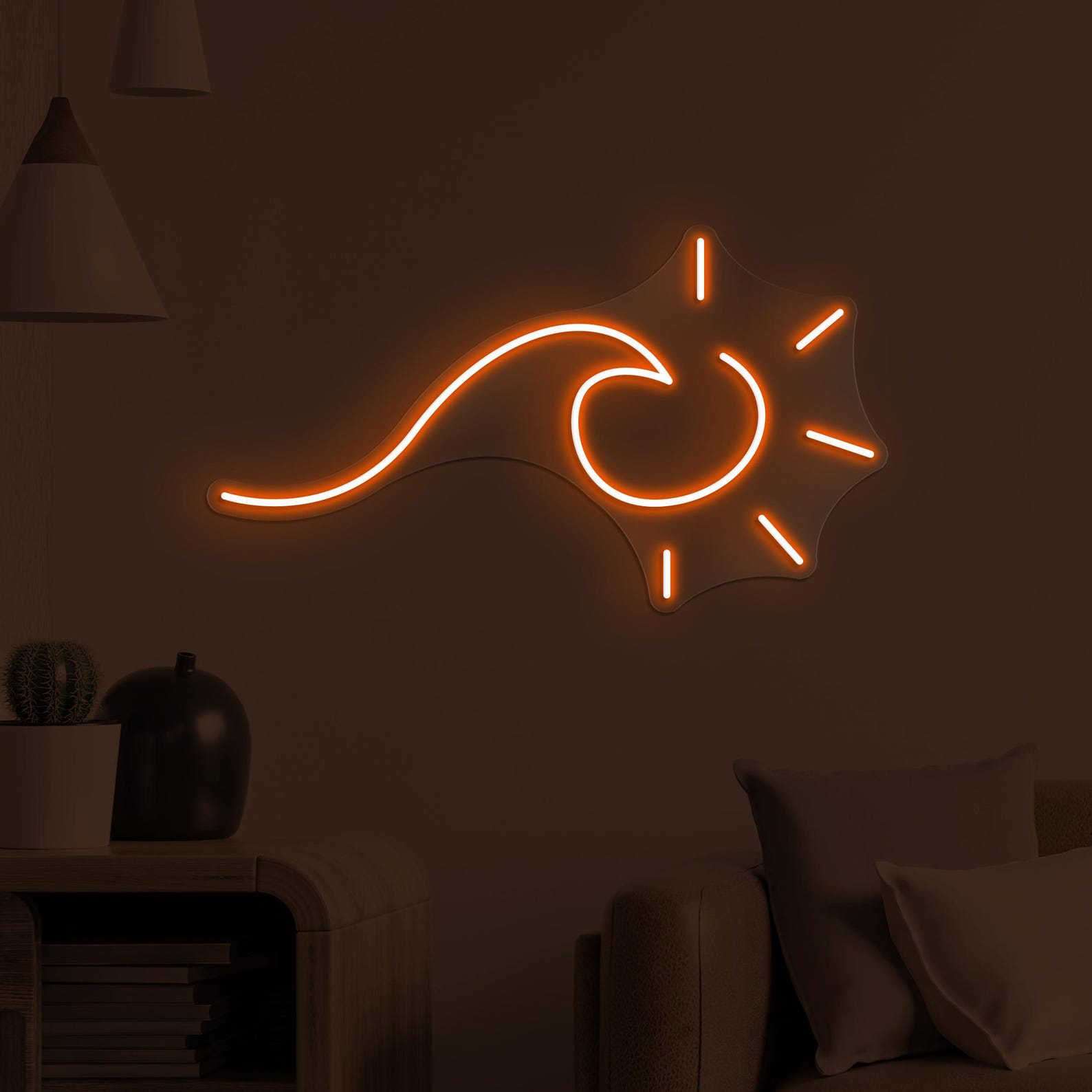 Wave With Sun Neon Sign, Wave With Sun LED Light, Wave & Sun Wall Decor, Beach Wall Art, Summer Vibes Neon Light, Kids Room Wall Decor