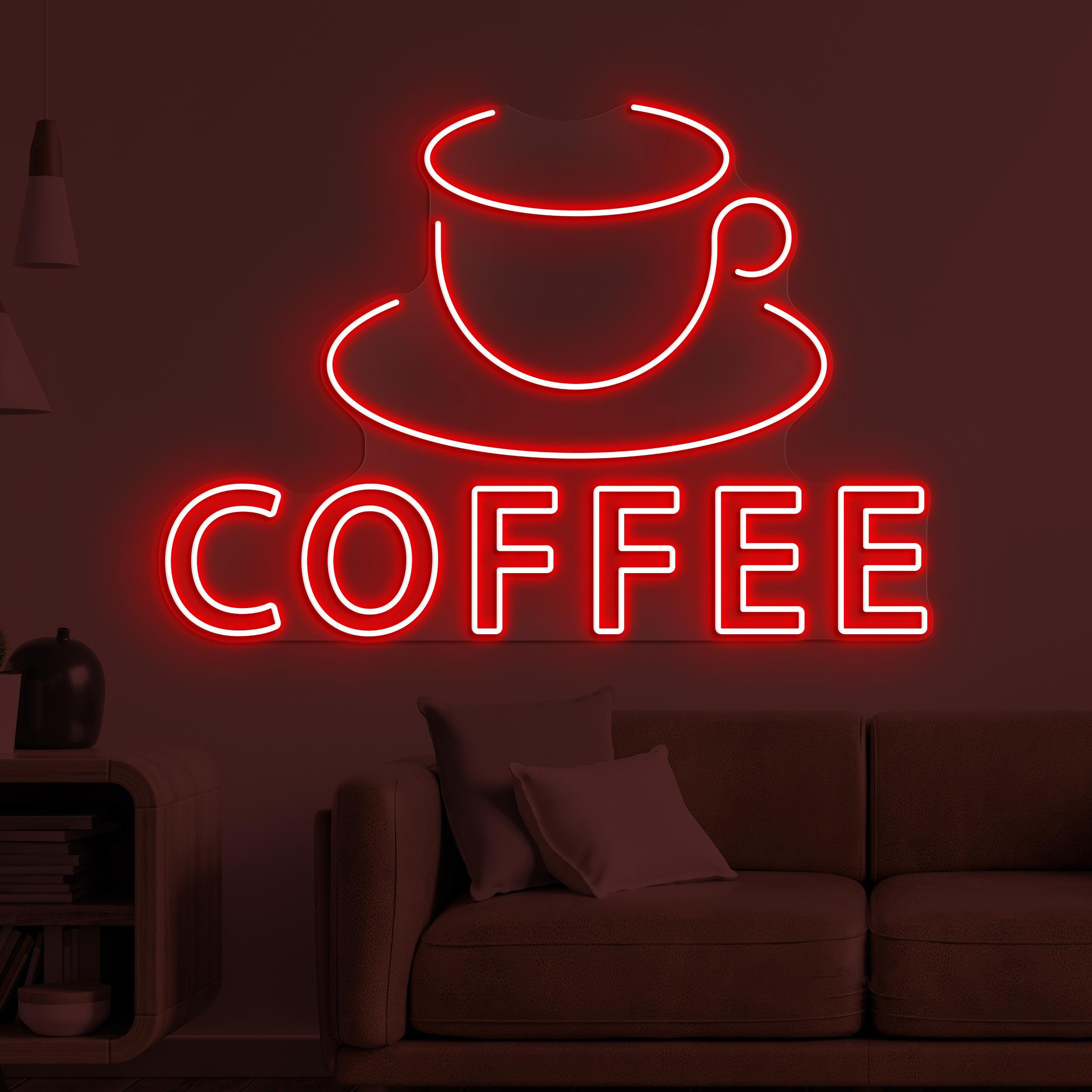 Coffee Neon Sign, Coffee Cup LED Light, Kitchen Wall Decor, Coffee Shop Neon Light, Cafe, Bar, & Restaurants Decor, Coffee Lover's Gift